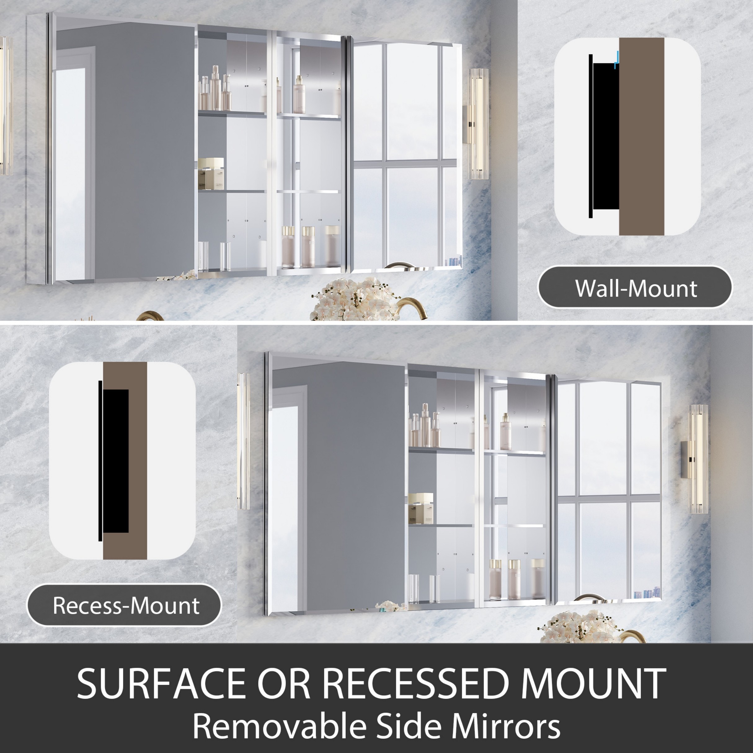 WELLFOR B20L30MC30MCB20R Bathroom-Wall-Cabinets - View #10
