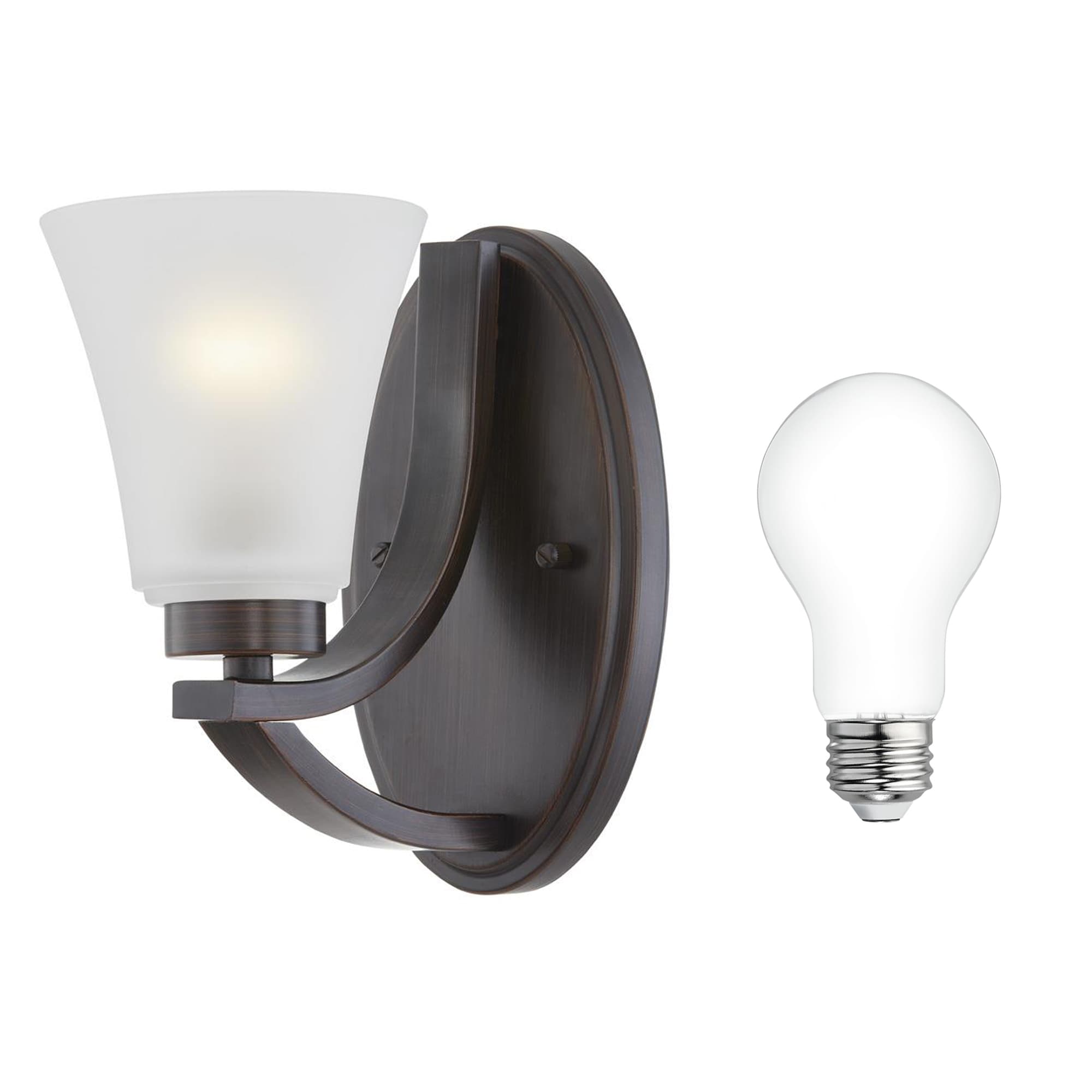 allen + roth Lyndsay 5-in W 1-Light Oil-Rubbed Bronze Transitional Wall Sconce Collection