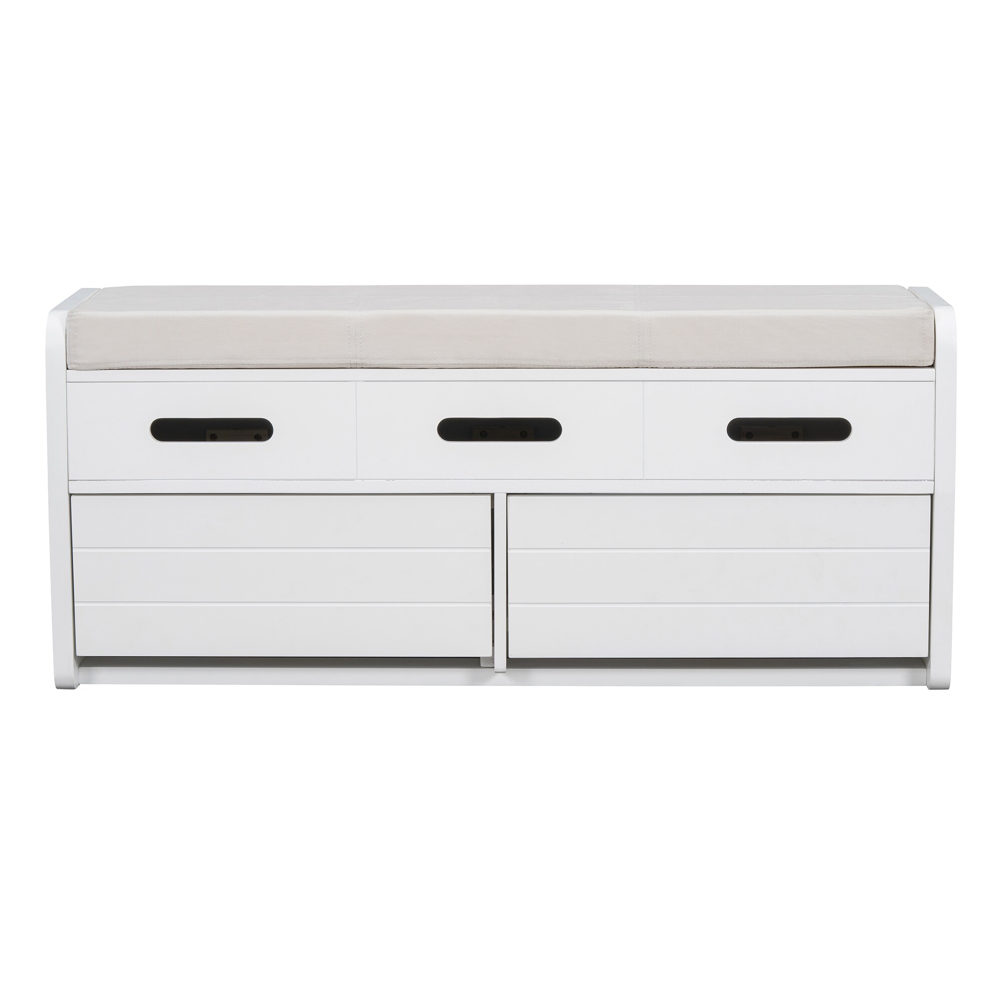 SINOFURN SYA330181WT Rustic Antique White Accent Bench with Storage 43-in x 15-in x 18.5-in