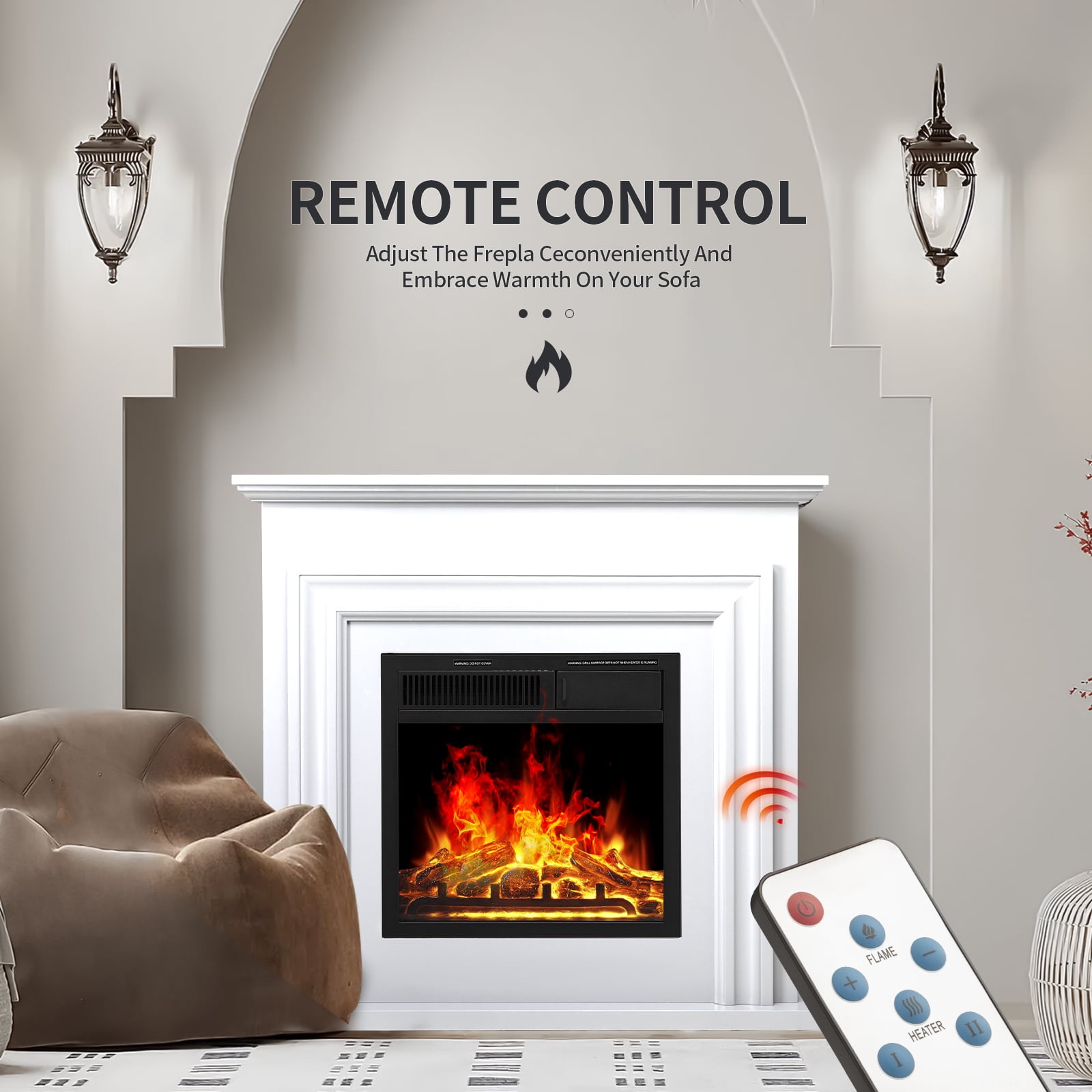 COWSAR M1804A-WHITE Electric-Fireplaces - View #3