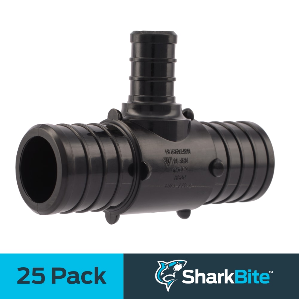 SharkBite UP415 1-in x 1-in x 1/2-in PEX Crimp Poly Reducing Tee (25-Pack)