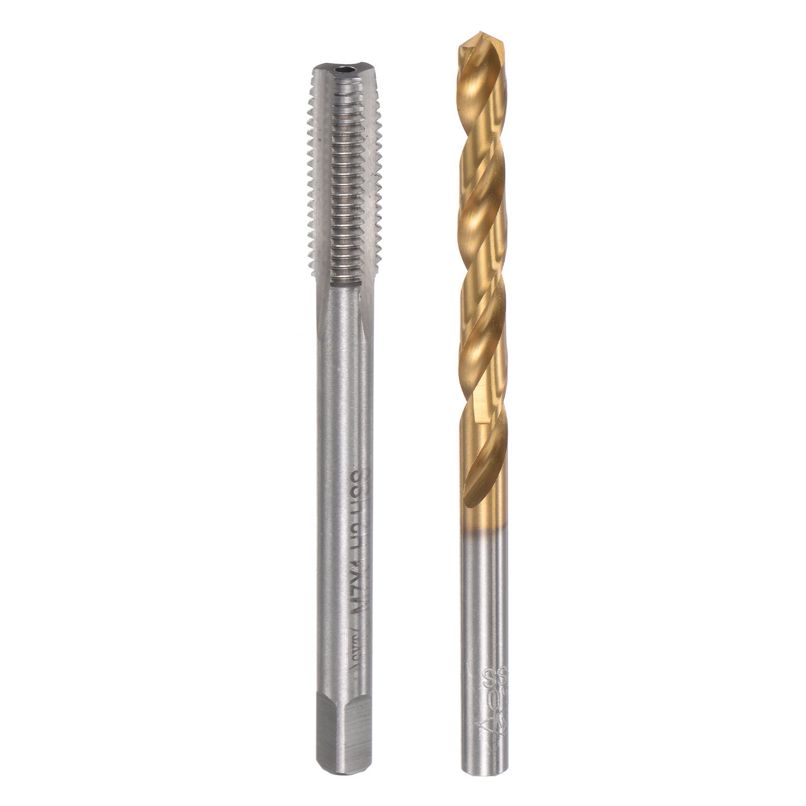Unique Bargains M7 x 1 Straight Flute Thread Tap and 6.0mm Twist Drill Bit Set Metric Titanium Plated 6542 High Speed Steel Machine Screw Thread Tap Threading Drilling Tool #S26031100UX4734