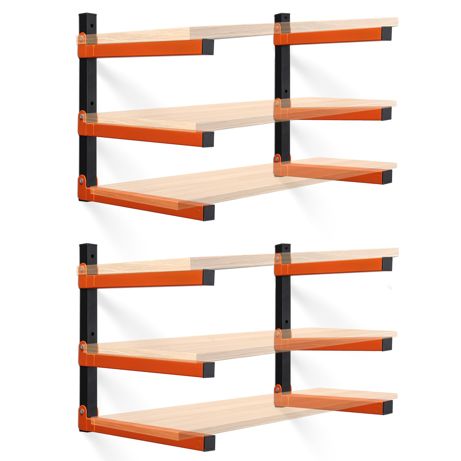 Yichuhaoxi  Wood Organizer Lumber Storage Rack Wall Mount Heavy Duty Metal Cantilever Shelves Three Level Holds 600 lbs Indoor Outdoor Garage