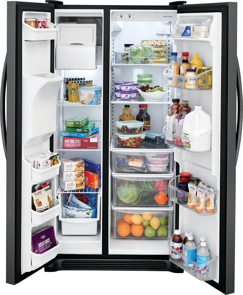 Frigidaire 25.5-cu ft Side-by-Side Refrigerator with Ice Maker (Black ...