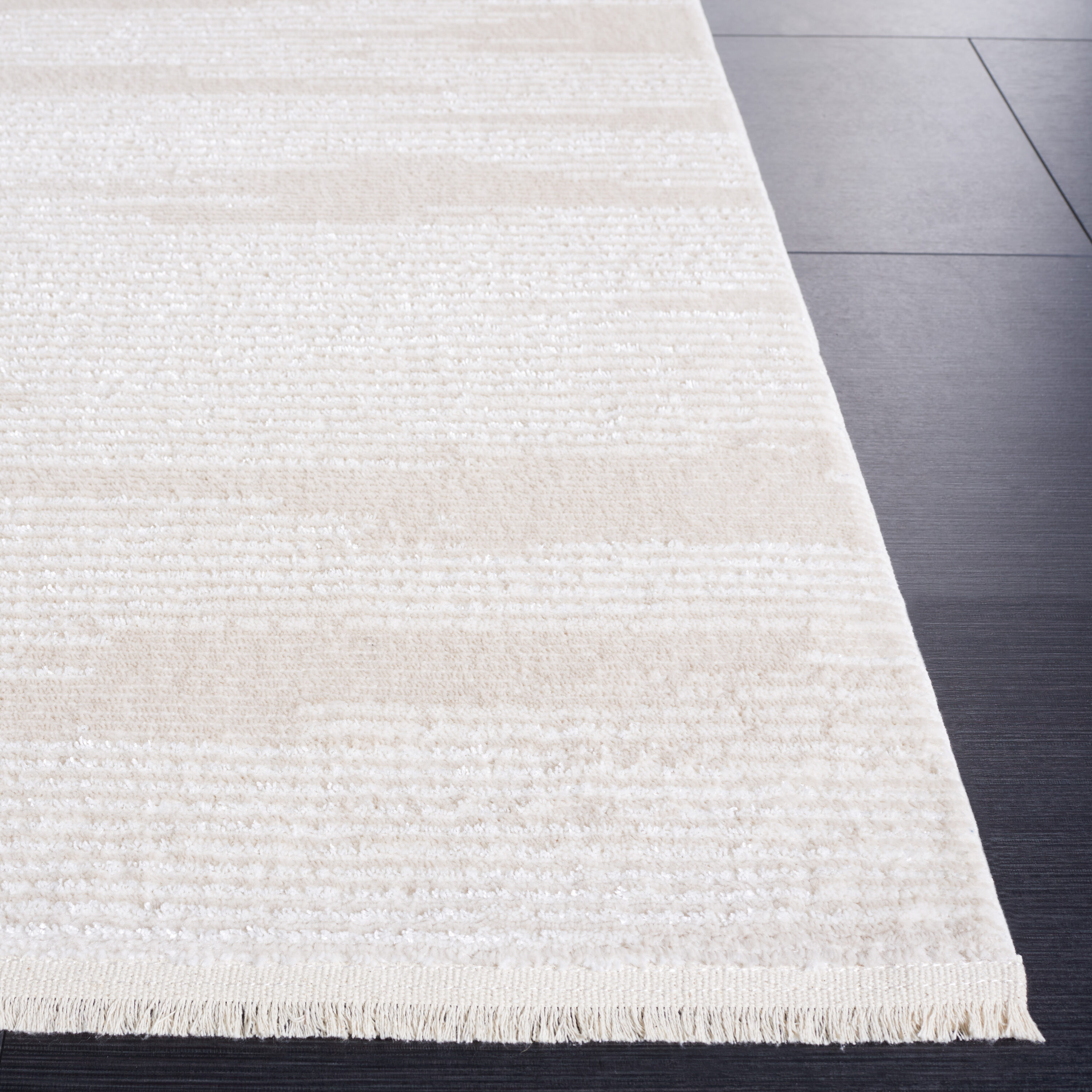 Ivory Beige Hand-Knotted Synthetic Area Rug 5'3" x 7'6"