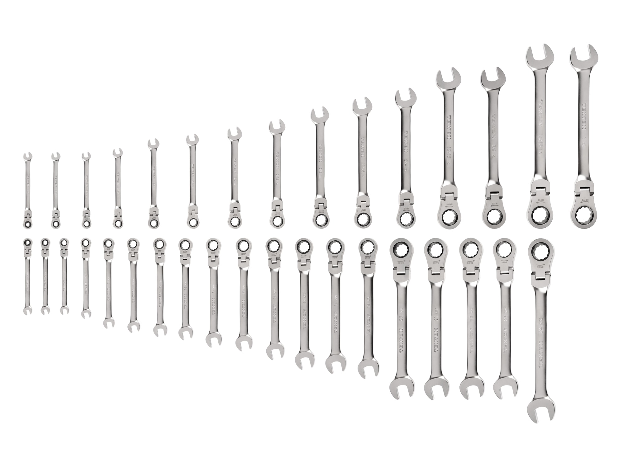 34-Piece Flex Ratcheting Combination Wrench Set