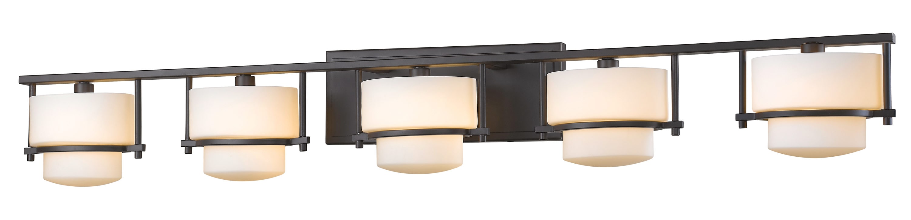 Z-Lite Porter 43-in 5-Light Bronze Mid-century Vanity Light at Lowes.com