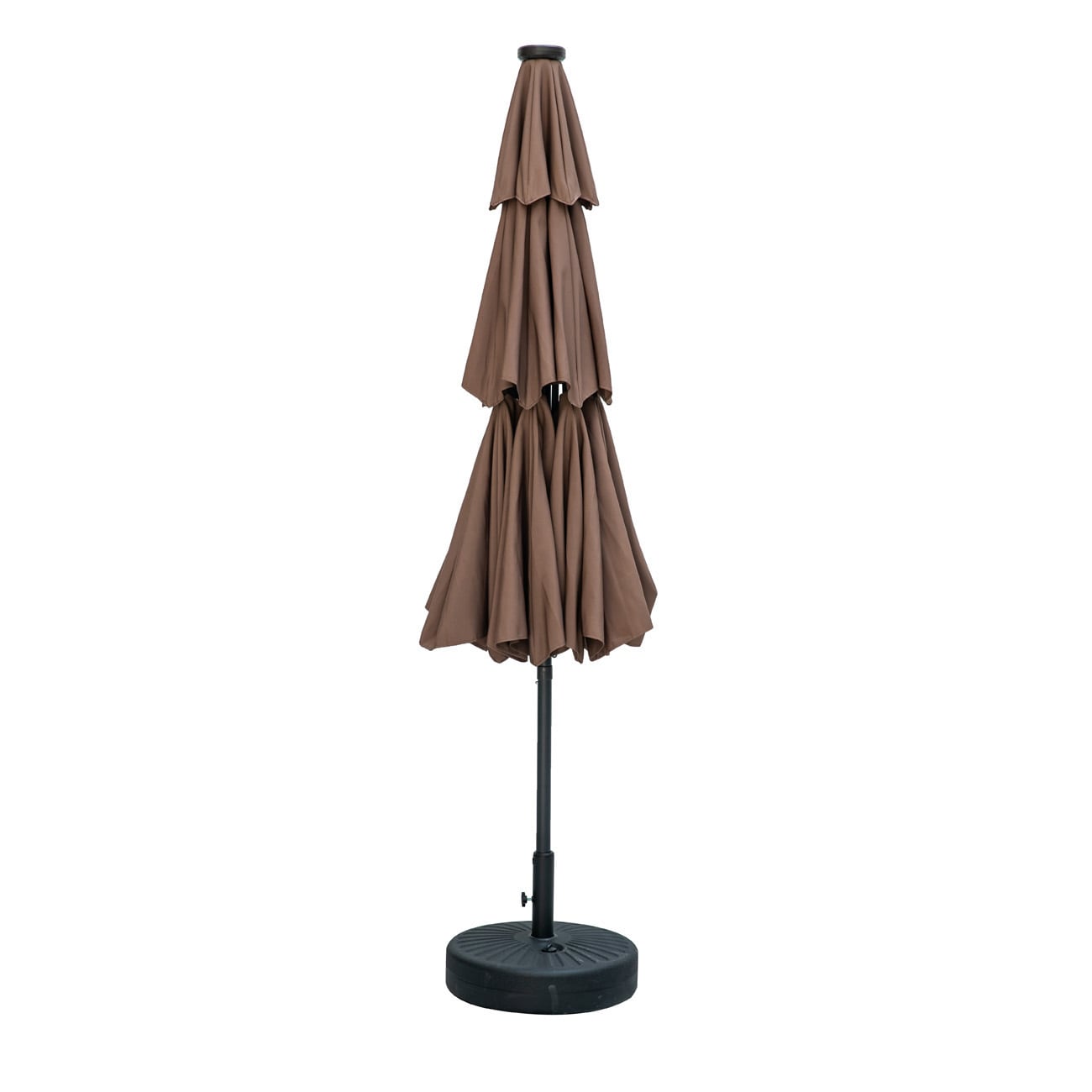 Ainfox 10-ft Steel Brown Garden Patio Umbrella With Lights In The Patio ...