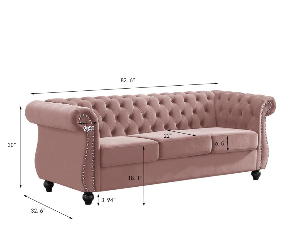 CASAINC Modern Pink Velvet Sofa 55-in Contemporary Pink Small Sofa with ...