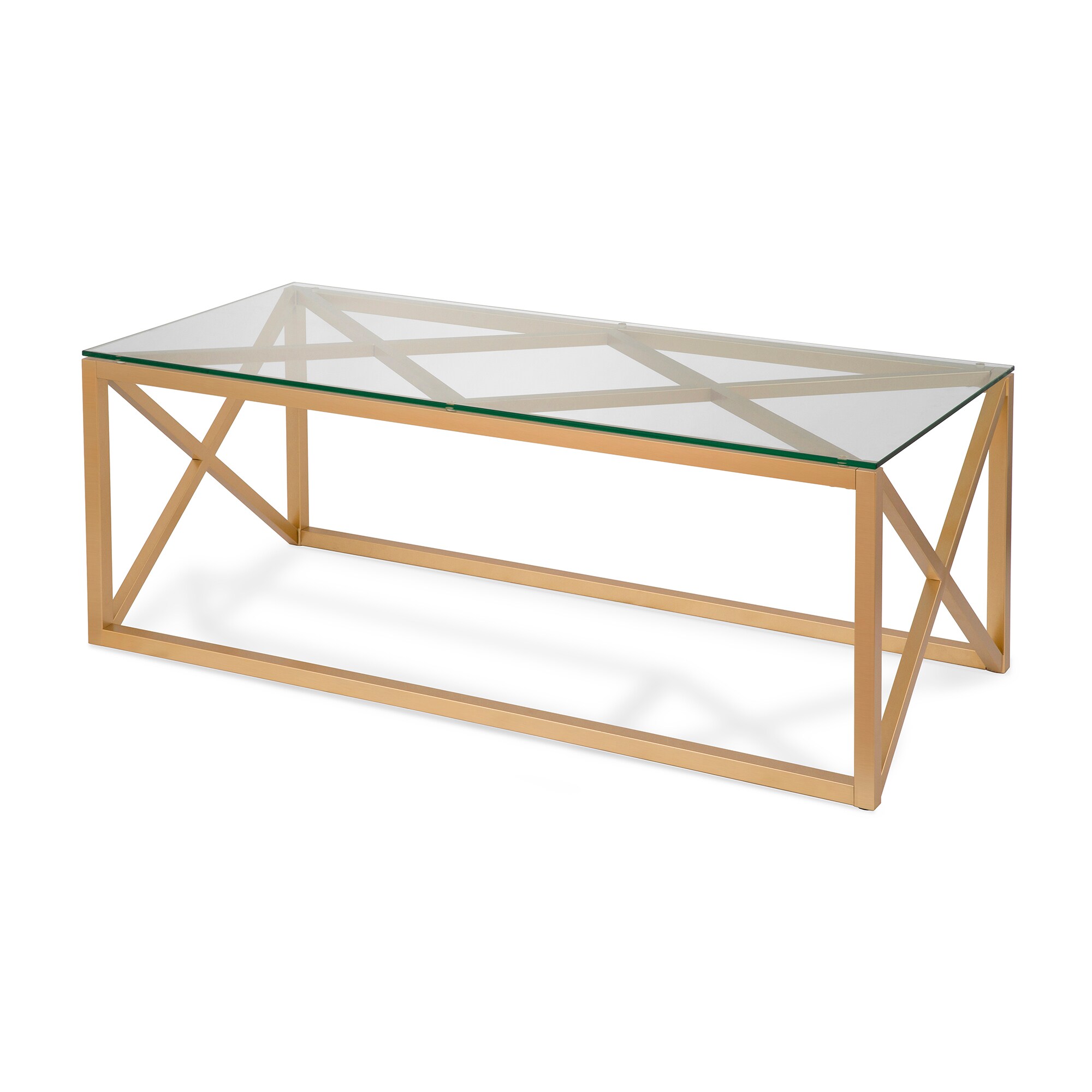 Hailey Home CT0059 Dixon Brass Glass Glam Coffee Table