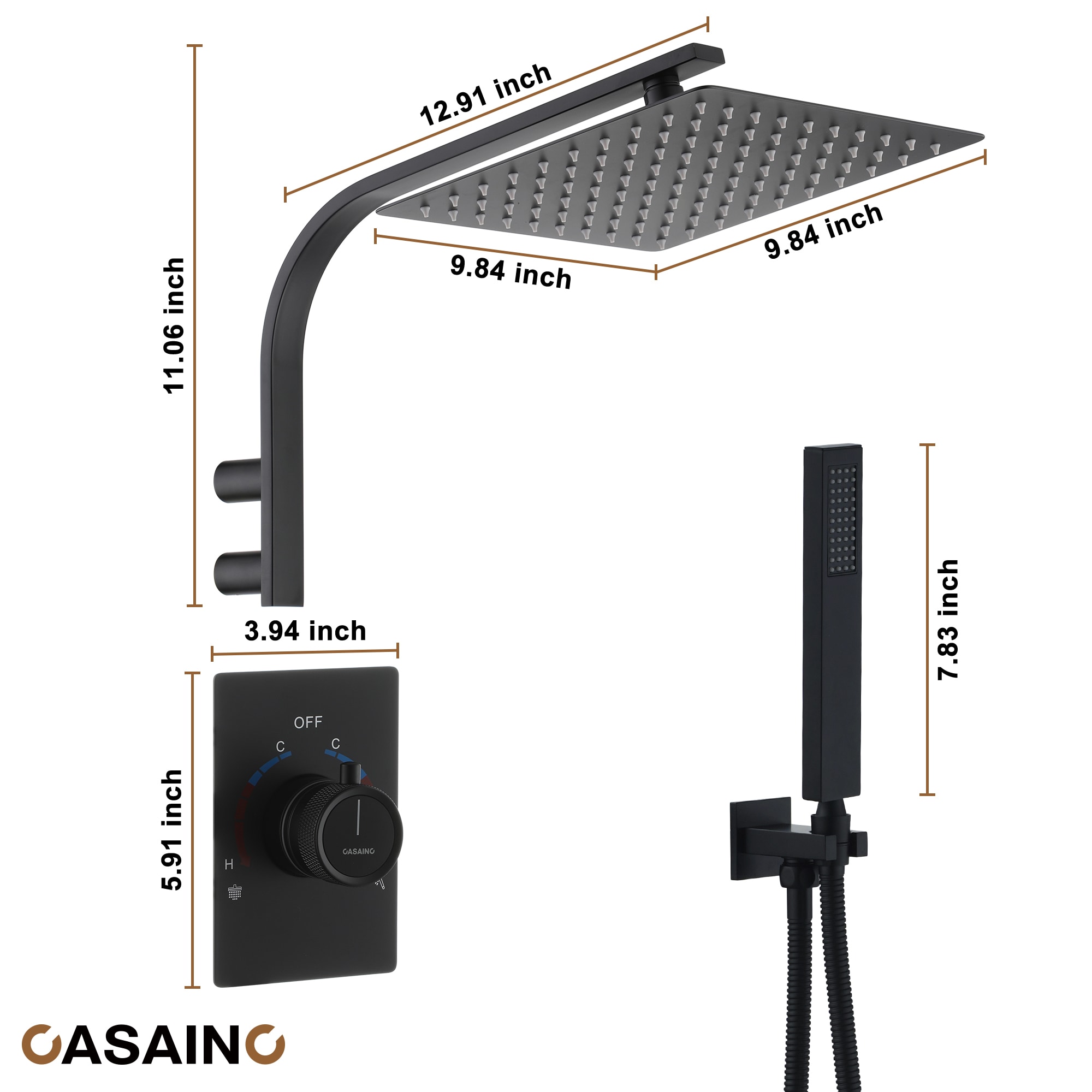 CASAINC WF-N93101LSJ-10 Showerhead-Bar-Panels - View #10