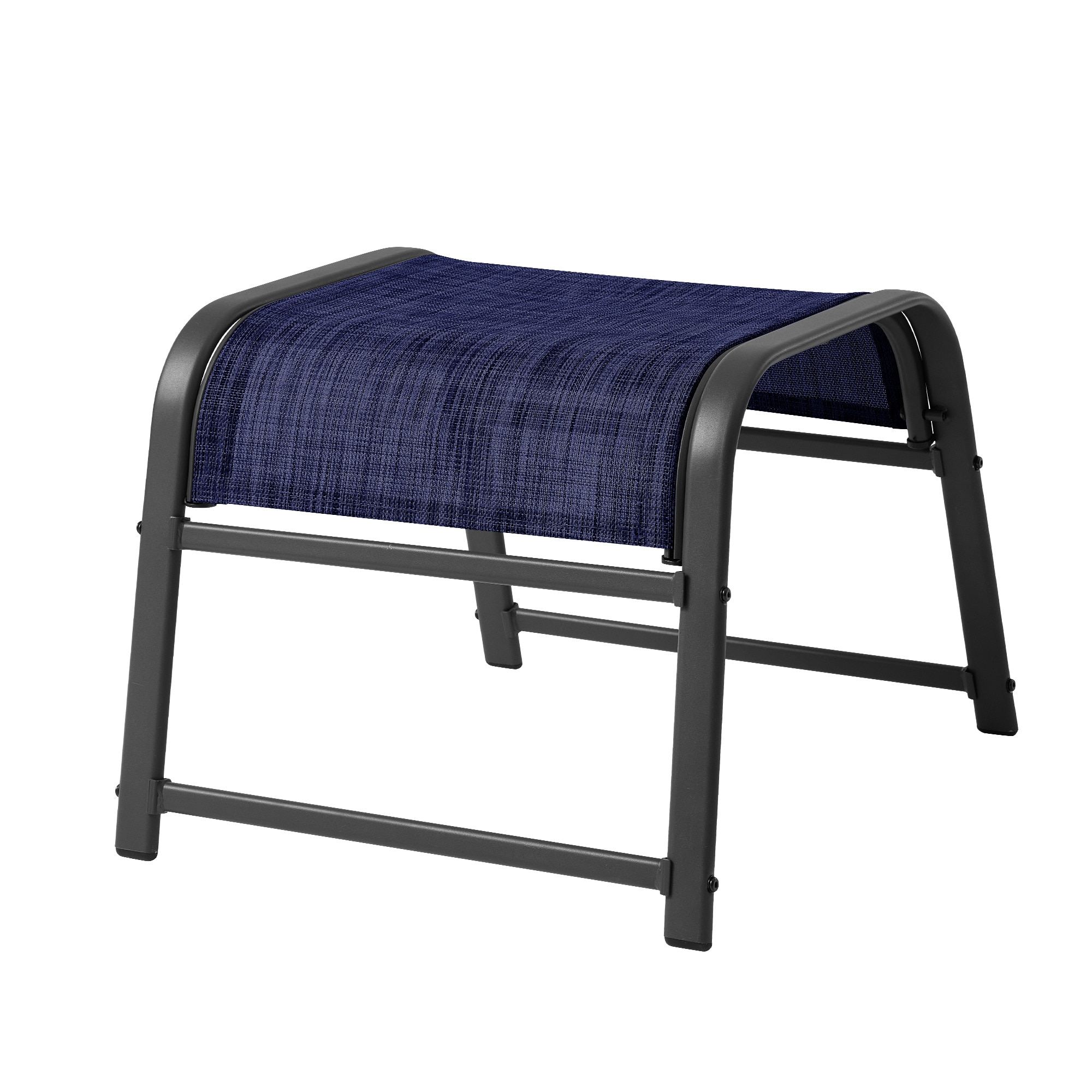 JEAREY JLJD-NA-JR 2-Pack All-Weather Stackable Outdoor Foot Stool Ottoman with Supportive Textliene and Durable Metal Frame