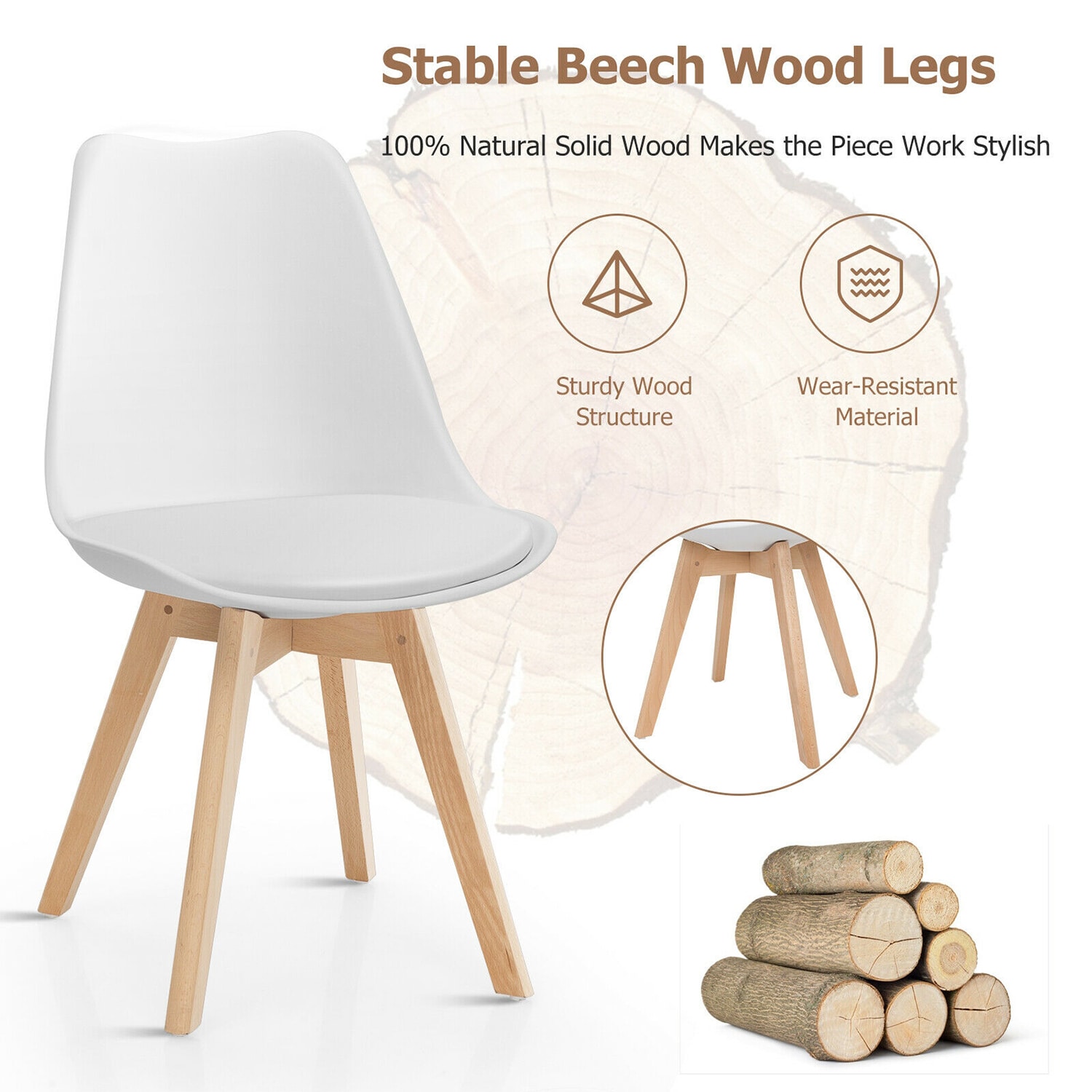 WELLFOR HW-HWY1-66470WH-4 Dining-Chairs - View #4