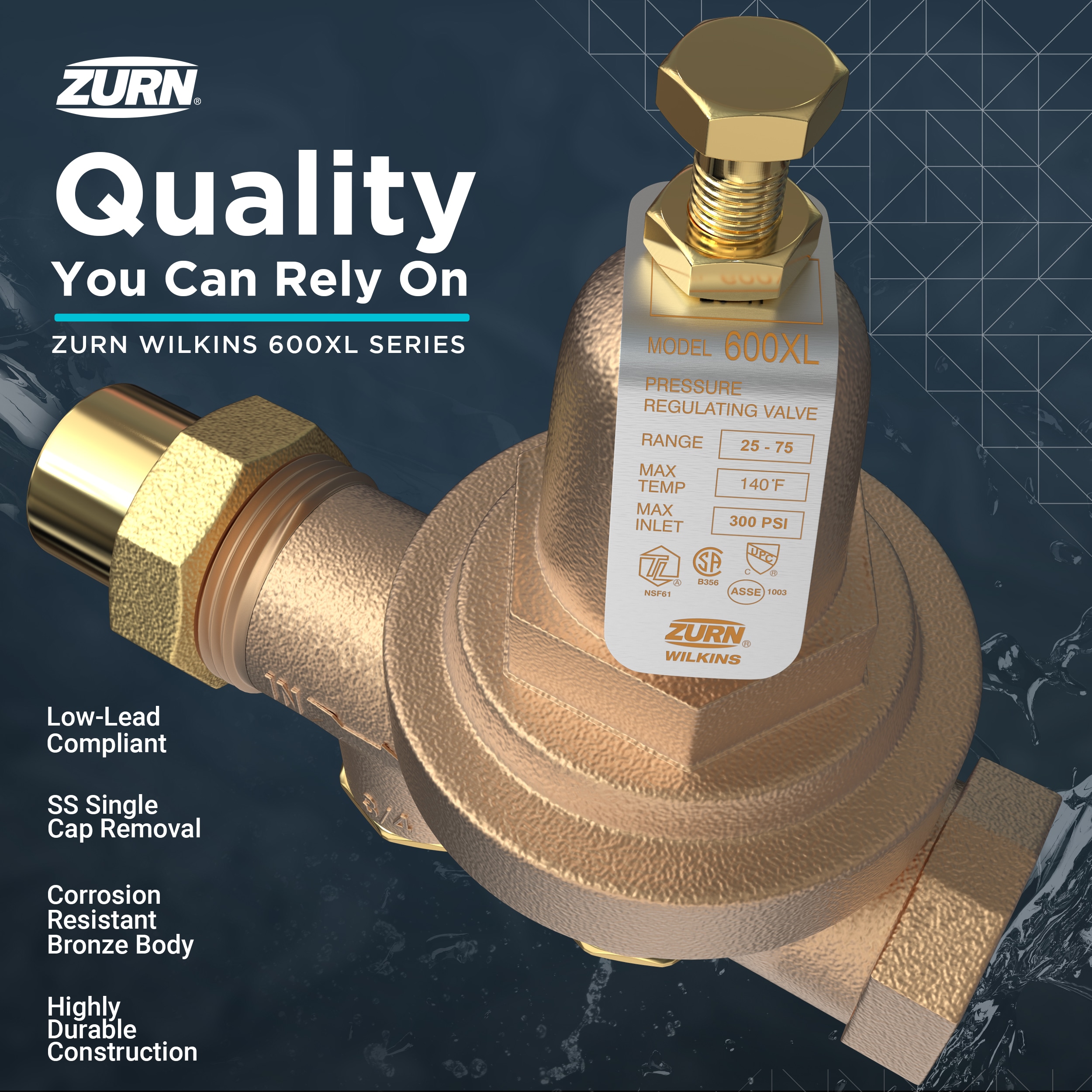 Zurn Wilkins Bronze 1-in Fnpt Pressure Reducing Valve