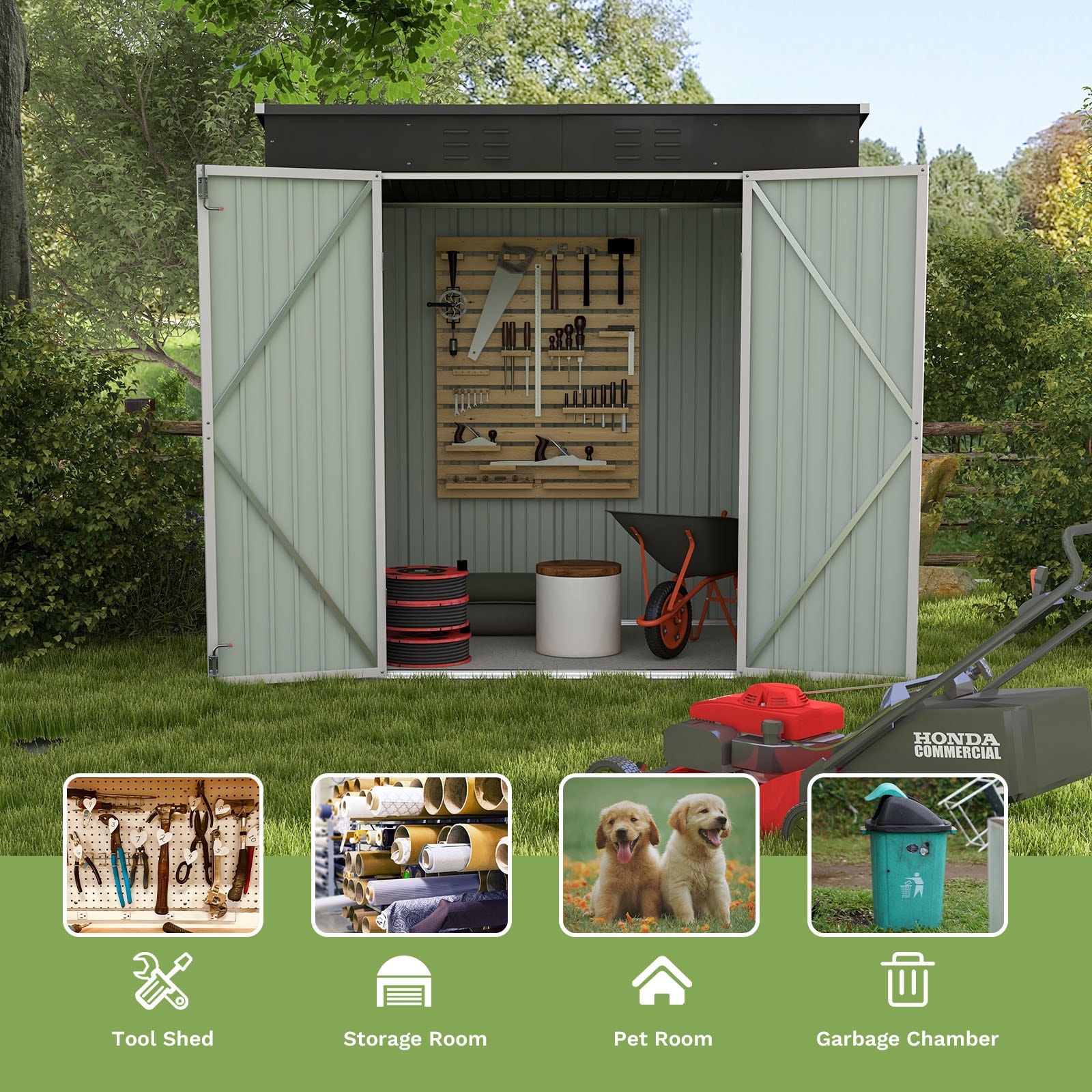 Patiowell 6-ft x 4-ft Galvanized Steel Storage Shed in the Metal ...