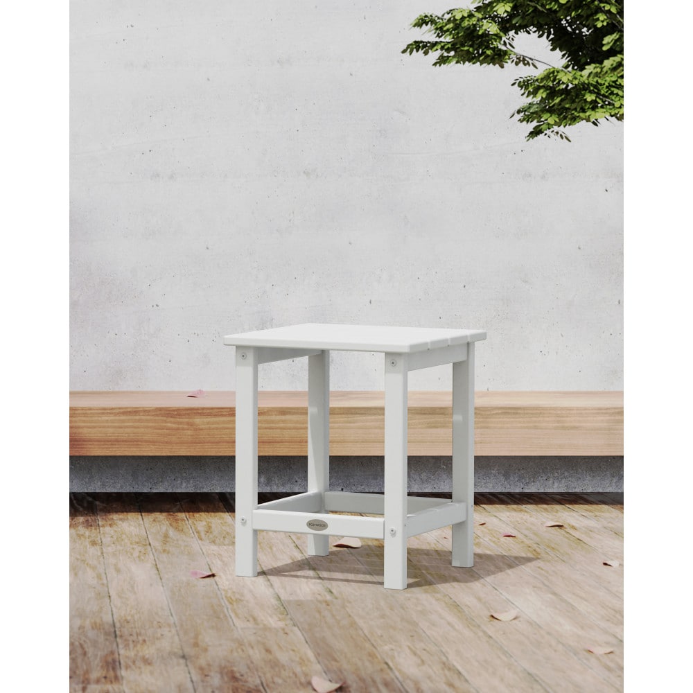 POLYWOOD ECT18WH Long Island Square Outdoor End Table 14.75-in W x 15.13-in L
