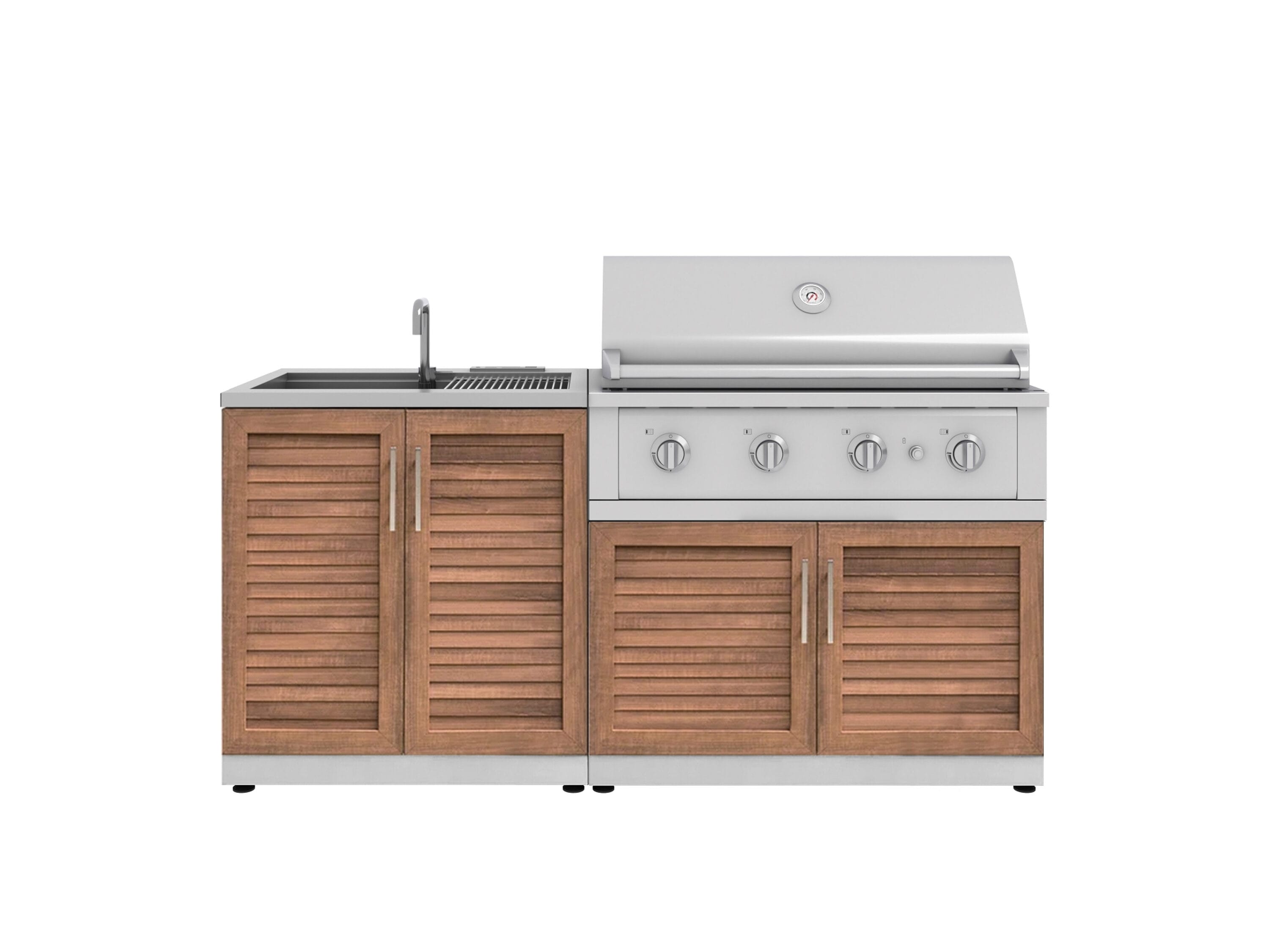 NewAge Products 67381 Stainless Steel Grove Cabinets Performance Grill 3 -Piece 72-in W x 24-in D x 48.5-in H Modular Outdoor Kitchen Set 4 Burners