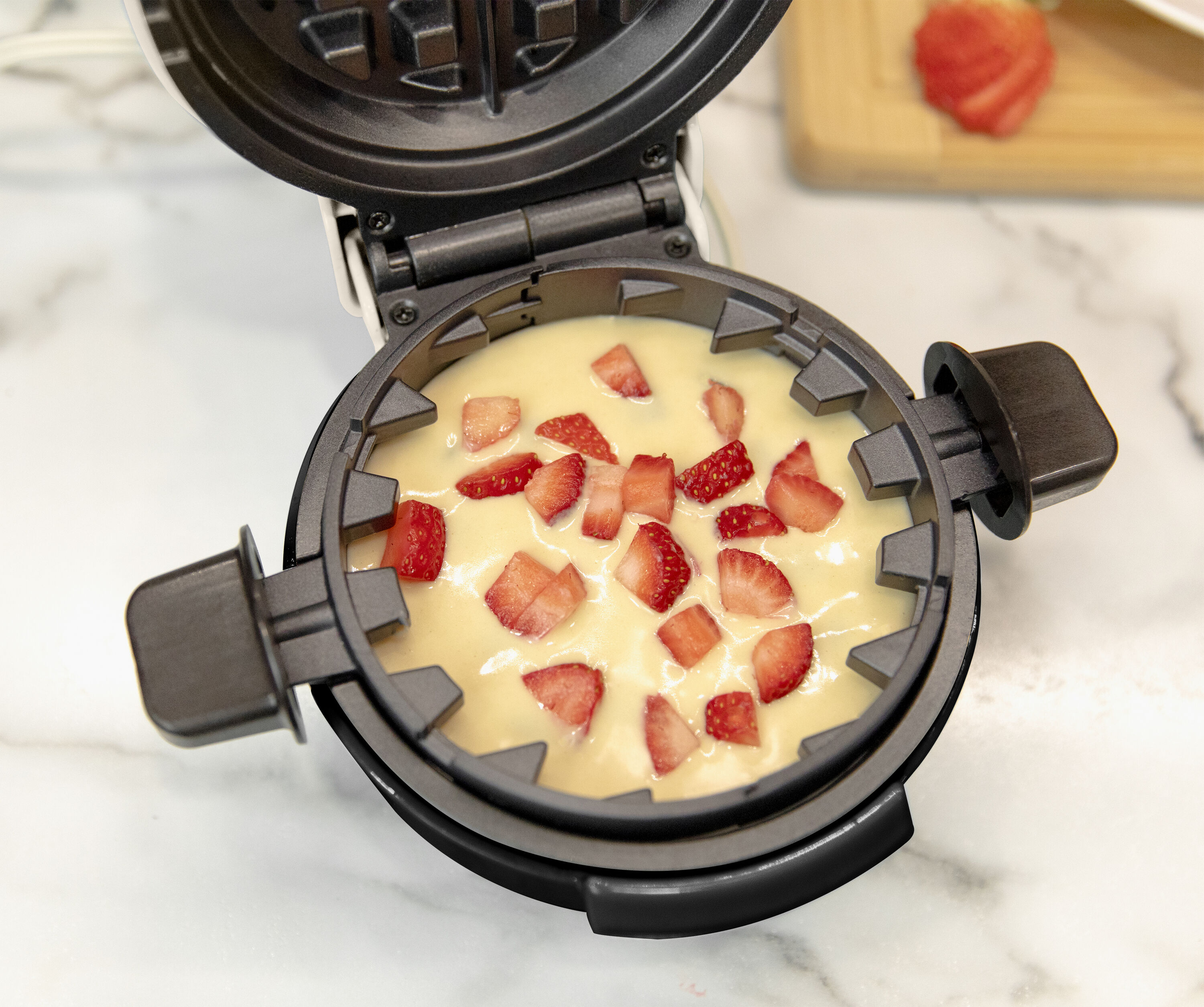 Nostalgia MyMini Personal Electric Waffle Maker Compact Size 5 inch Non-Stick for Kitchens, Campers and More