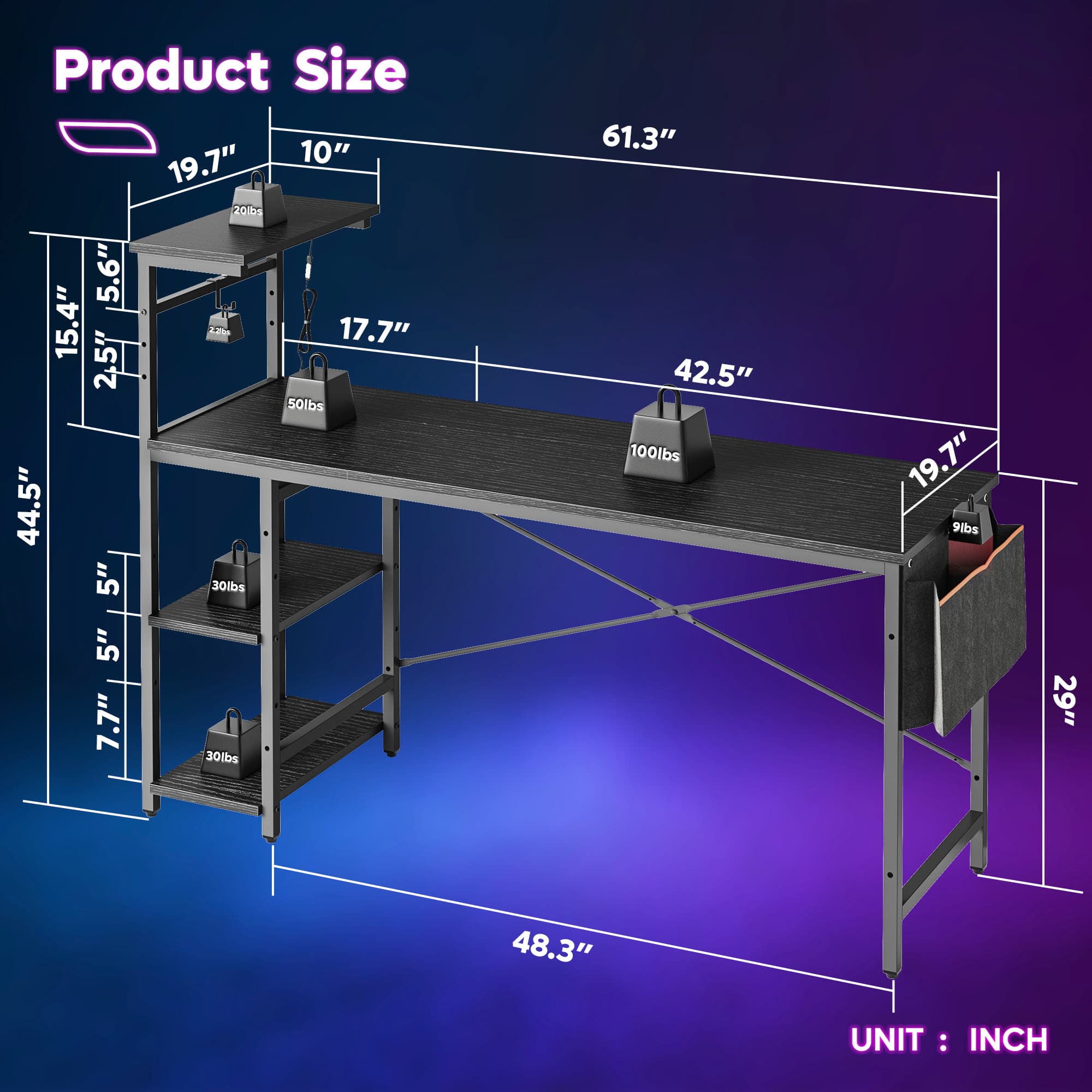 Bestier LOW-H101116G-BLKG desks - View #3