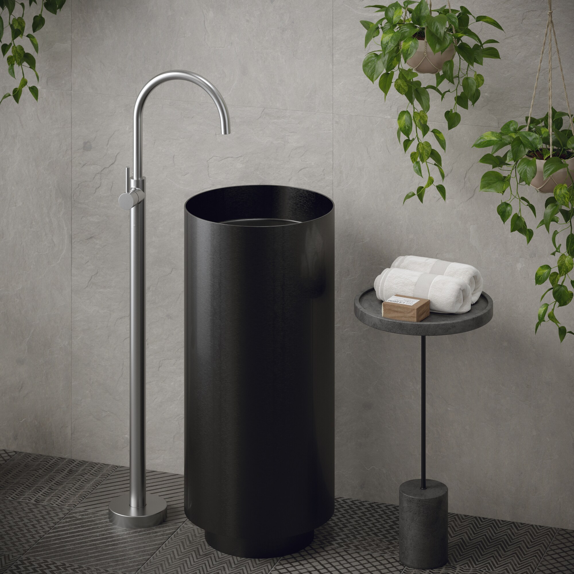 Karran CCP100GG Stainless steel Traditional Gray Pedestal Sink Combo , with Drain ( 15-in x 15-in x 32.75-in )