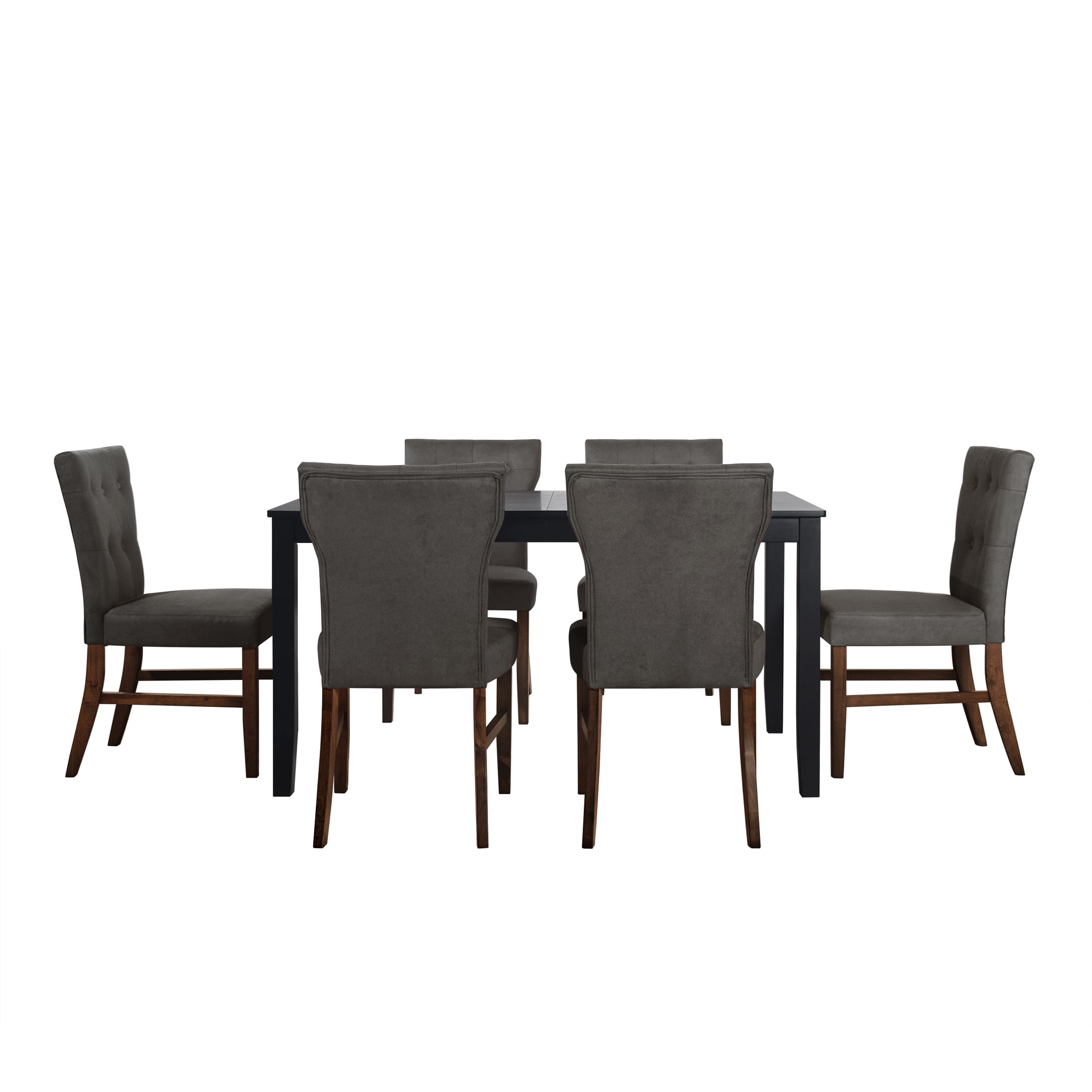 ChaletPosh C3084US-DGY-LN-BN-C4 Dark Grey Transitional Dining Room Set with Rectangular Table ( Seats 6 )