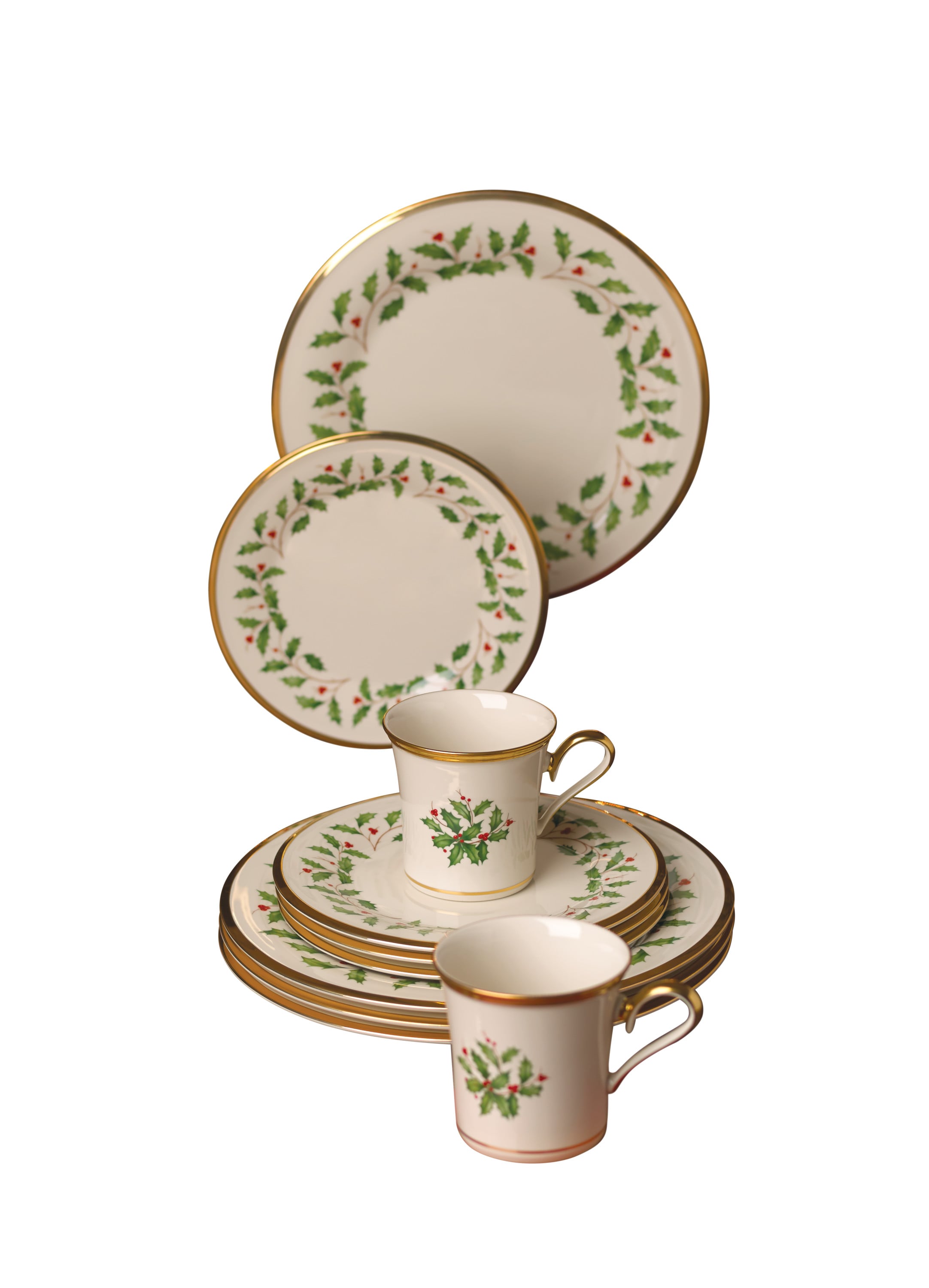Lenox Holiday 12-Piece Porcelain Dinnerware Set with Gold Detailing