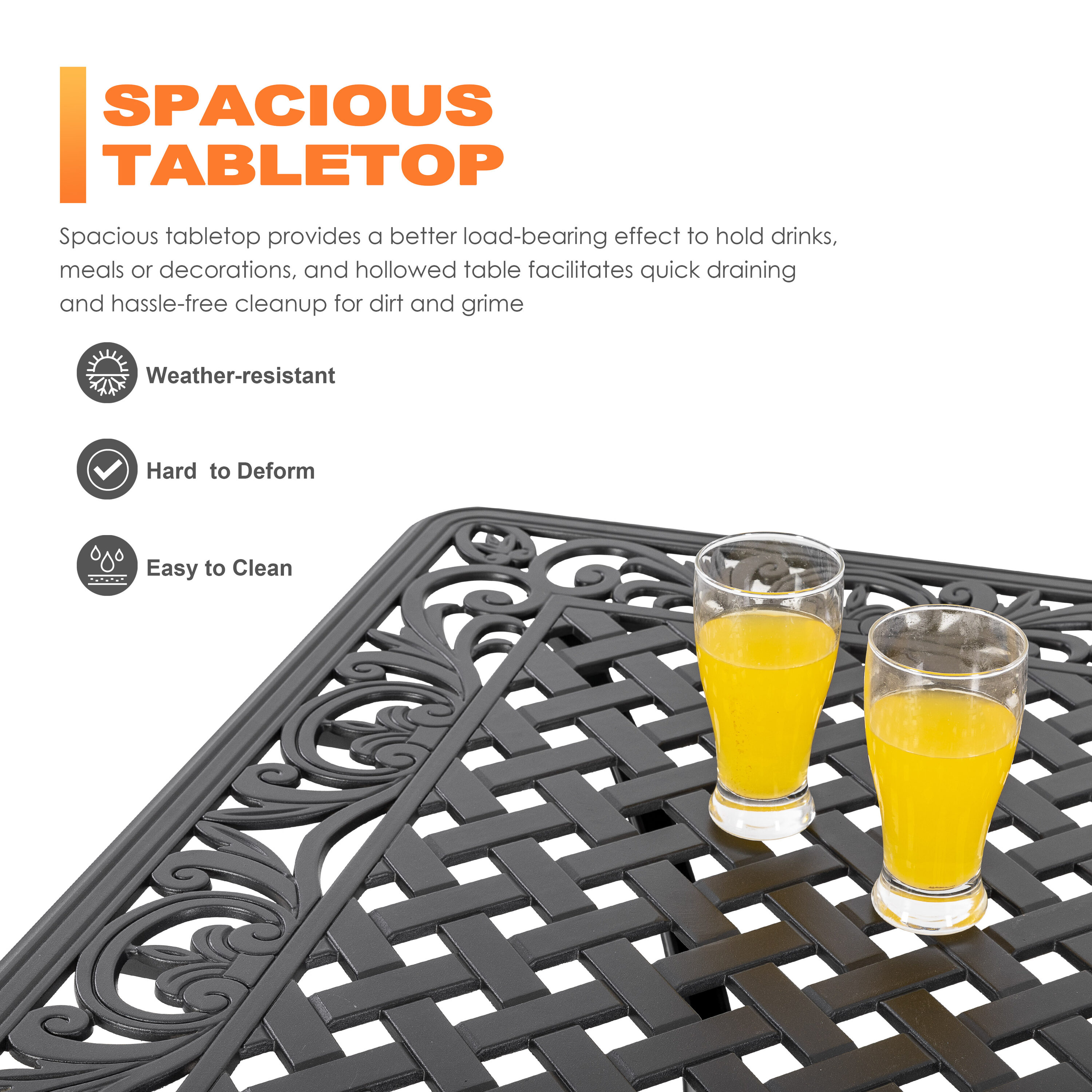 Black and Gold Speckled Cast Aluminum 6-Person Patio Dining Set