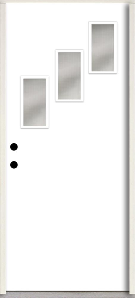 RELIABILT LO1062444 Spotlights 32-in x 80-in x 4-5/8-in Fiberglass 1/4 lite Right-hand inswing Primed Unfinished Prehung Front Door Insulating core