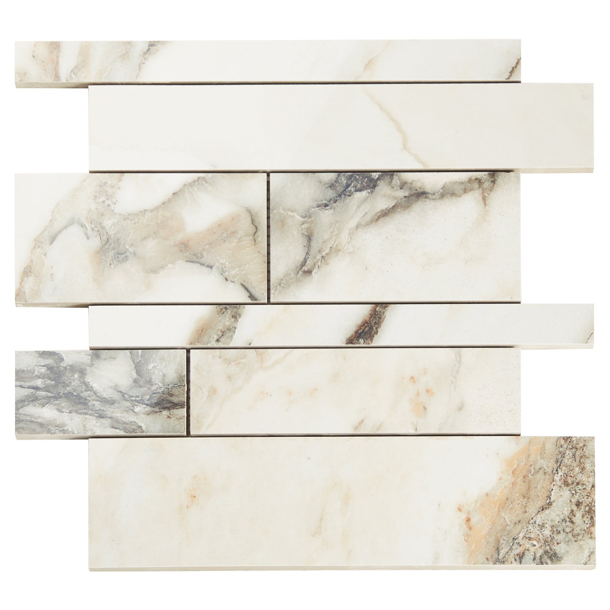 Artmore Tile EXT3RD107367 Sample - Enigma Calacatta Rustico 4-in x 8-in Matte Porcelain Marble look