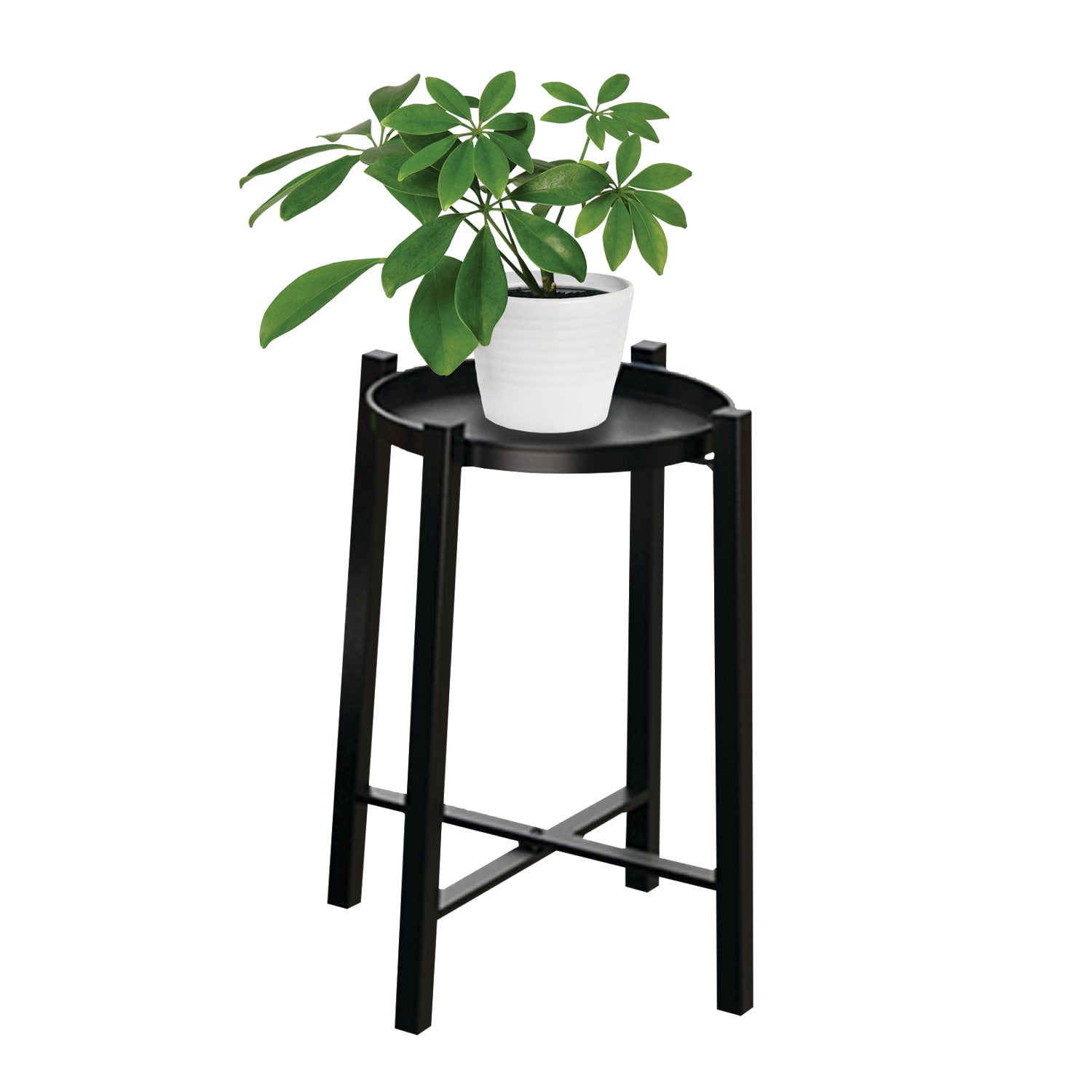 Modern 20.75-in H x 3.25-in W Black Indoor/Outdoor Round Steel Plant Stand | - Panacea Products 81007