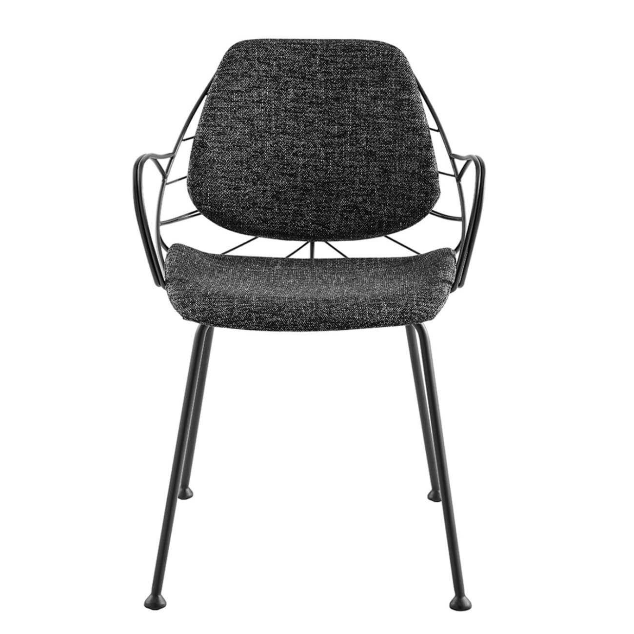 HomeRoots 4000400690 Set of 2 Contemporary/Modern Linen Upholstered Dining Arm Chair (Metal Frame)