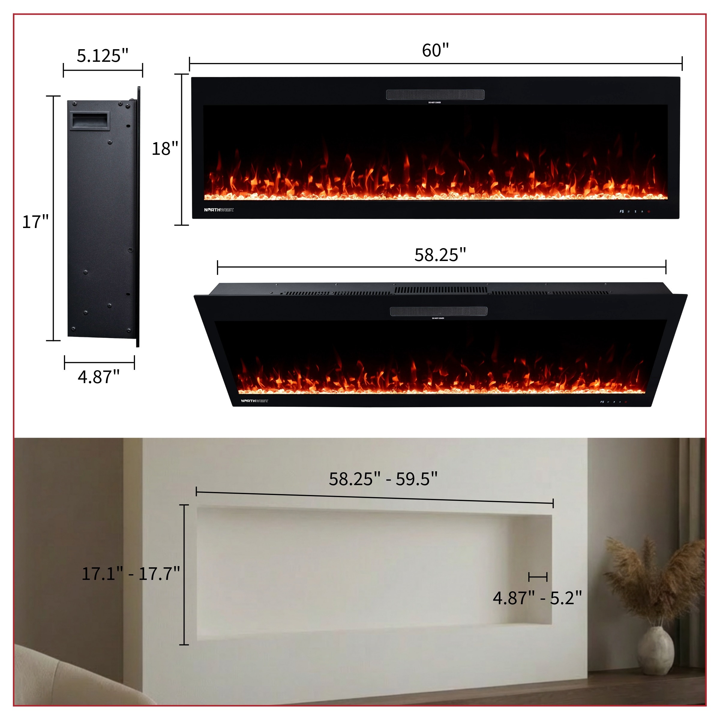 Northwest 80-BEF-60W-TWN Electric-Fireplaces - View #3
