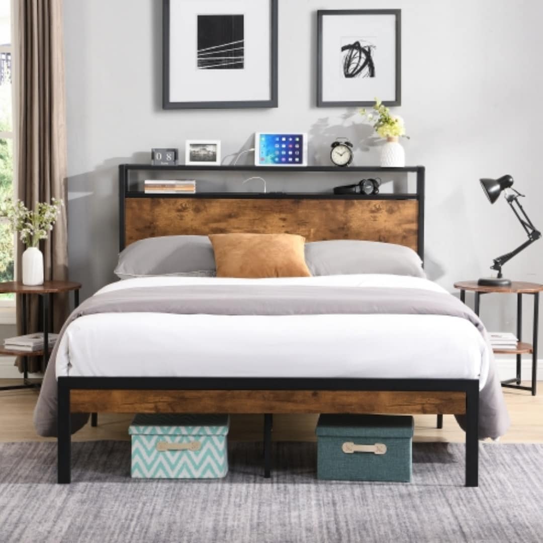 ZAKLOOP WU31183488 Black Queen Metal Platform Bed
