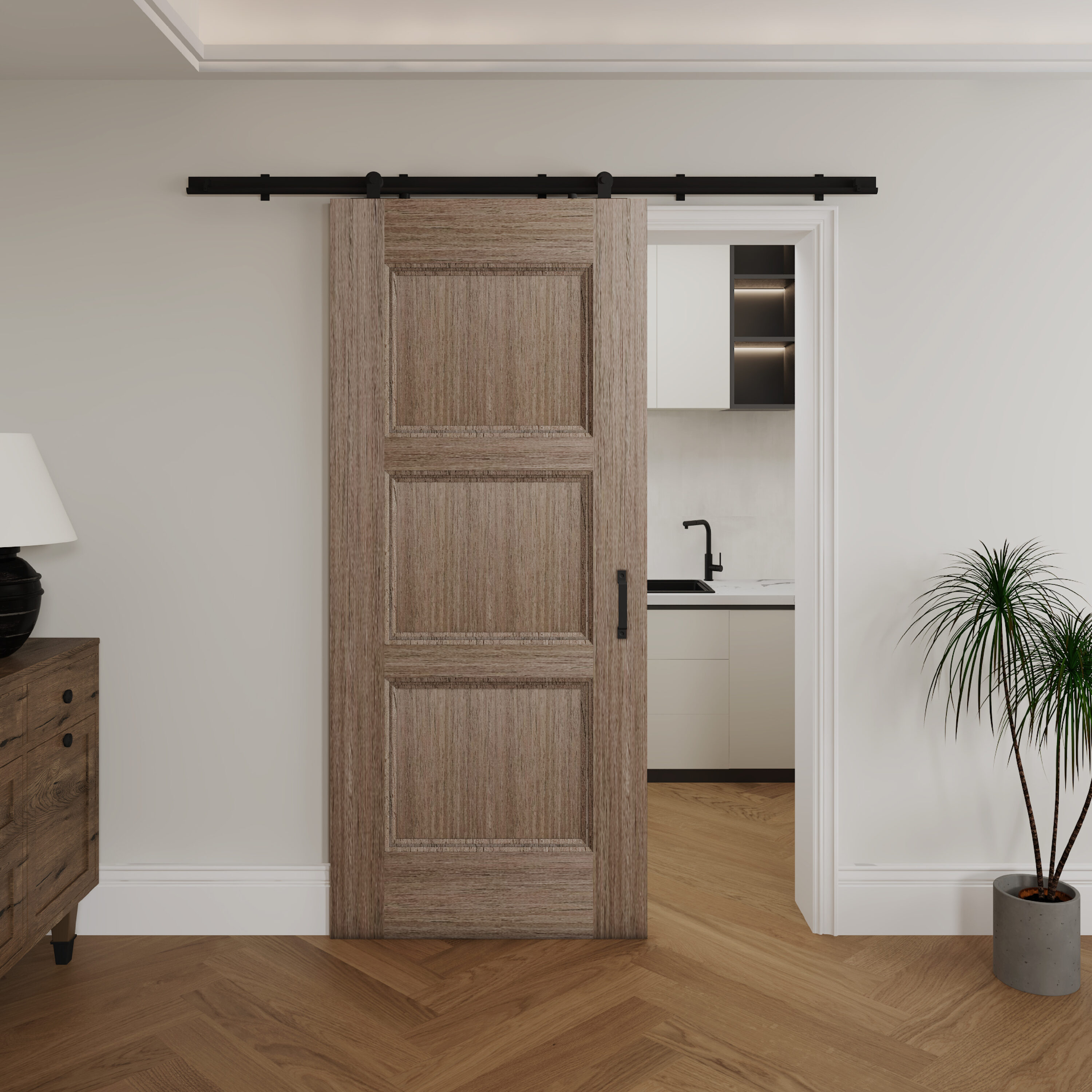 RELIABILT 36-in x 84-in Brown Unfinished MDF Hollow core Single Barn Door (Hardware Included)