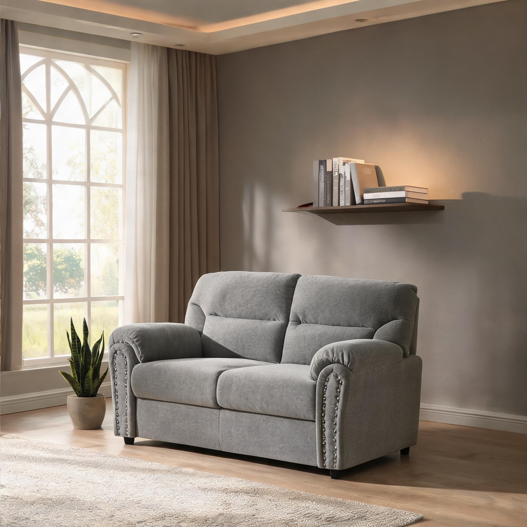 Watnature 2-Seat Loveseat for Small Spaces Gray-Toned Chenille Upholstery 60-Inch Wide