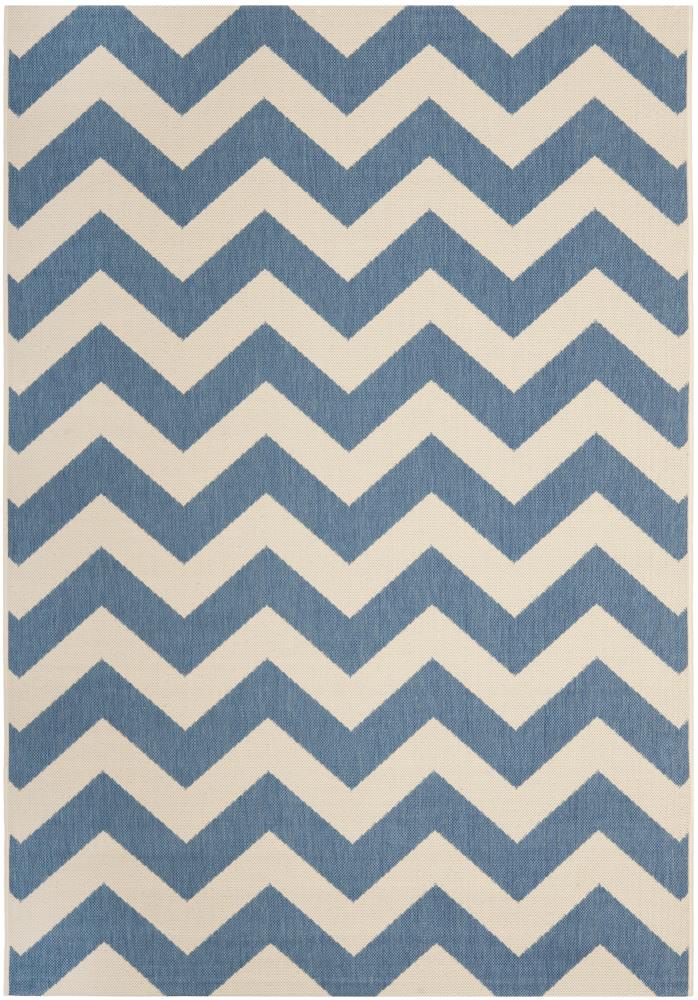 Safavieh CY6244-243-6 Courtyard Aiea 7 x 10 (ft) Loomed Polypropylene Blue/Beige Rectangular Indoor/Outdoor Chevron Coastal Area rug