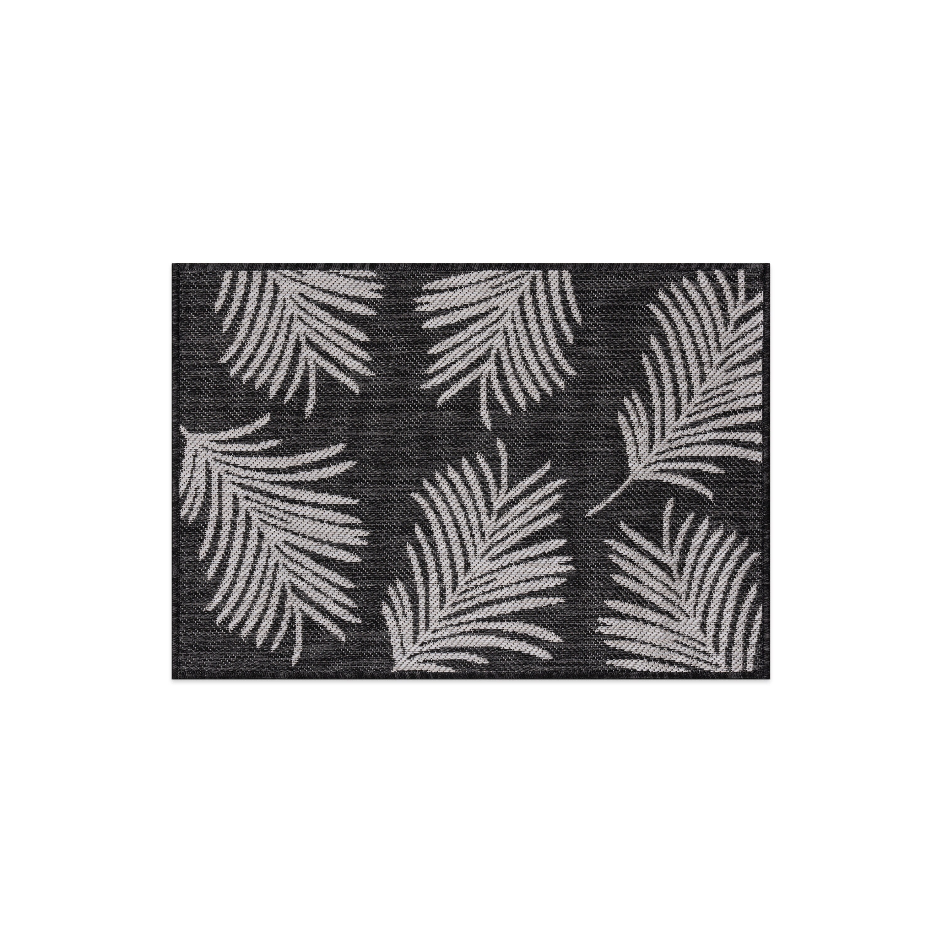World Rug Gallery 111BLACK2X3 Summer 2 x 3 (ft) Loomed Polypropylene Black Rectangular Indoor/Outdoor Floral/Botanical Tropical Area rug