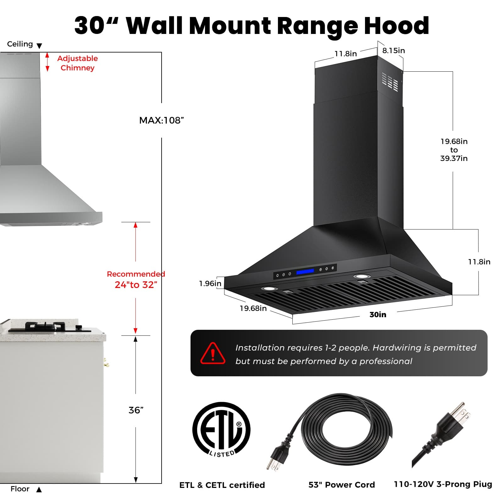DIVAN DMP02-30B Wall-Mounted-Range-Hoods - View #3