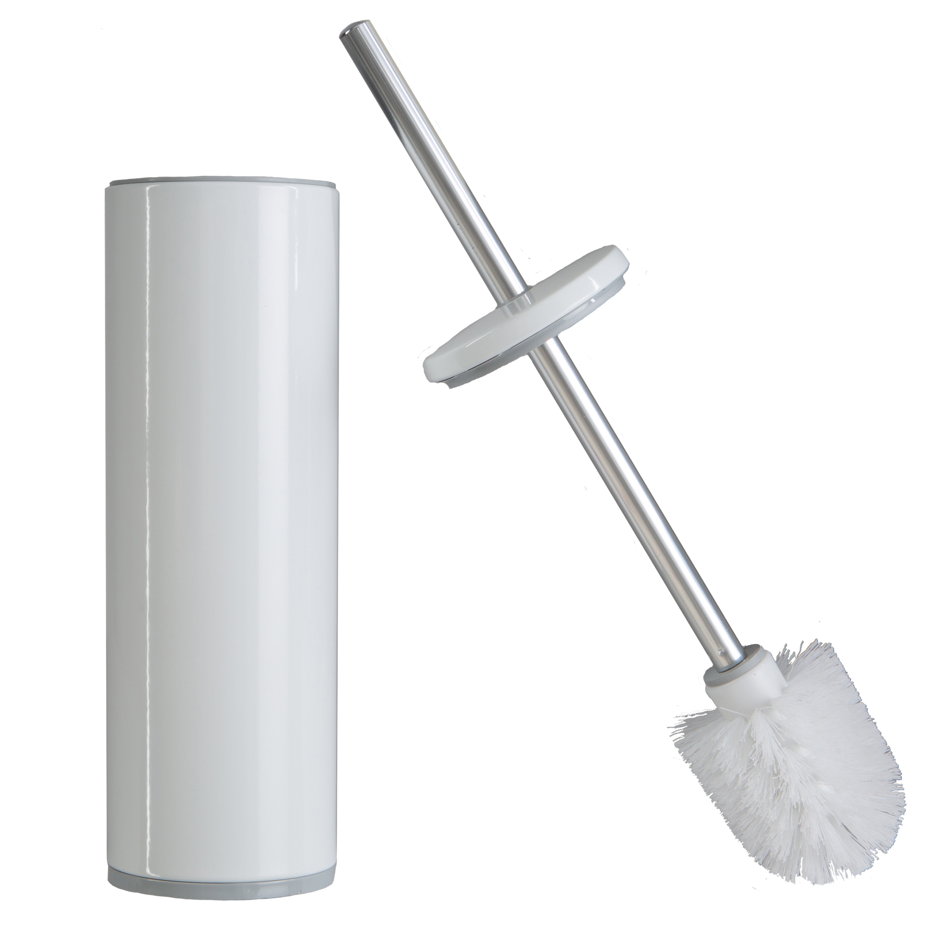 Bath Bliss Toilet Brush Holder in Stainless Steel, Stainless Steel/White