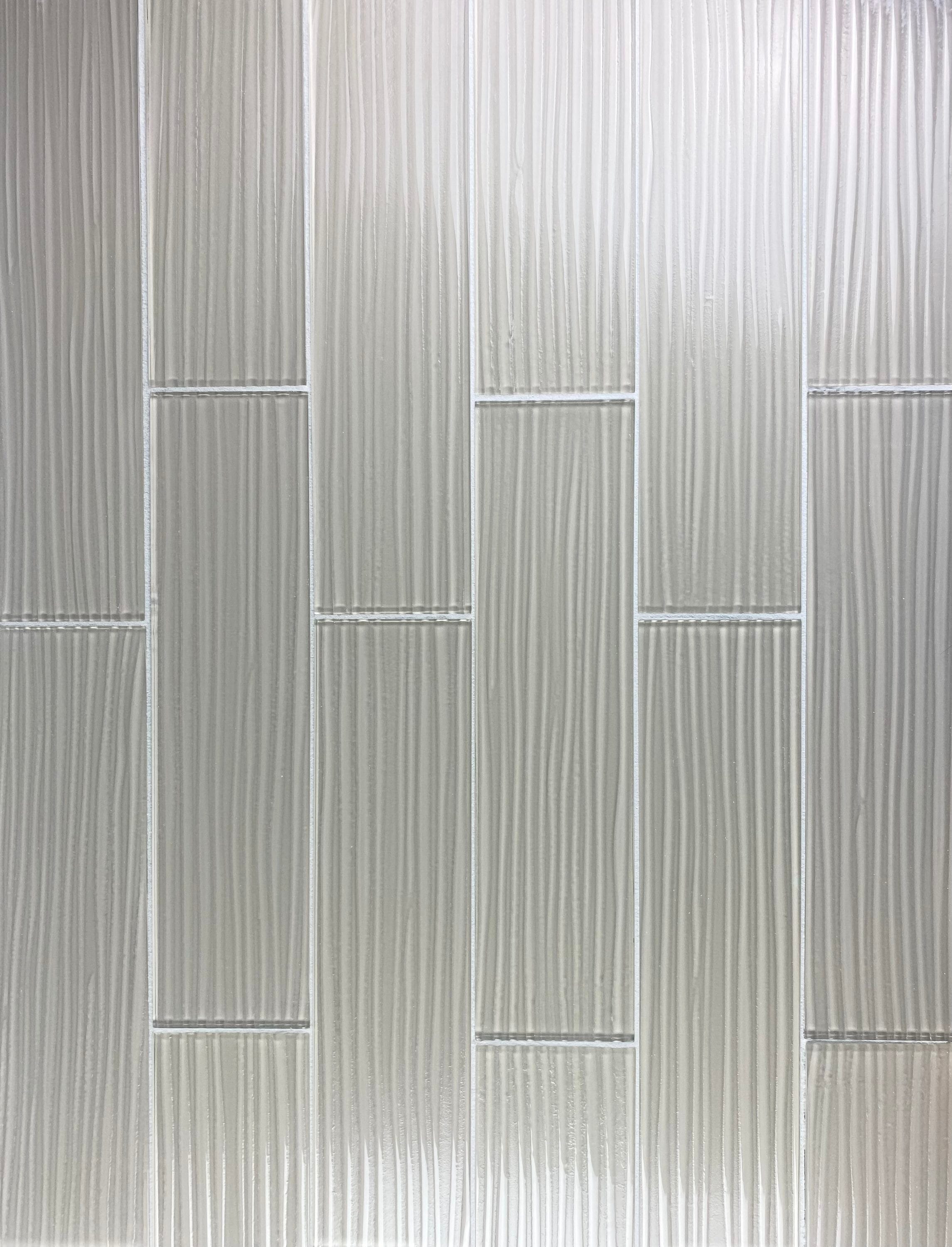 Abolos LWSMRE0416-BA-SAMP Sample- Luxury Large Format Barcelona Cream/Glossy Textured 4-in x 16-in Glossy Glass Subway Wall Tile