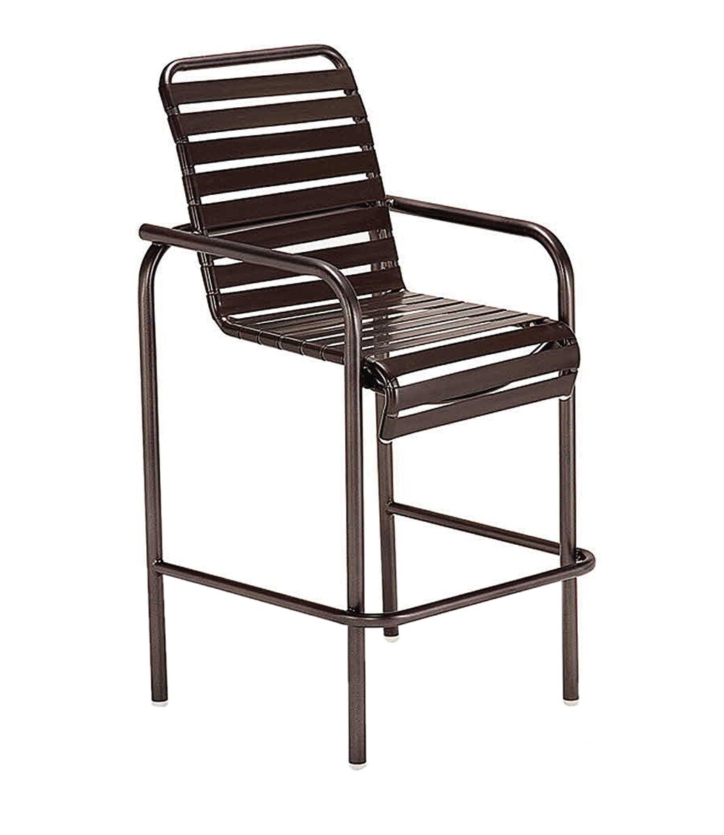 Sun Isle LW-5004M-2 Parker Stackable Brown Metal Frame Stationary Bar Stool Chair(s) with Brown Strap Seat