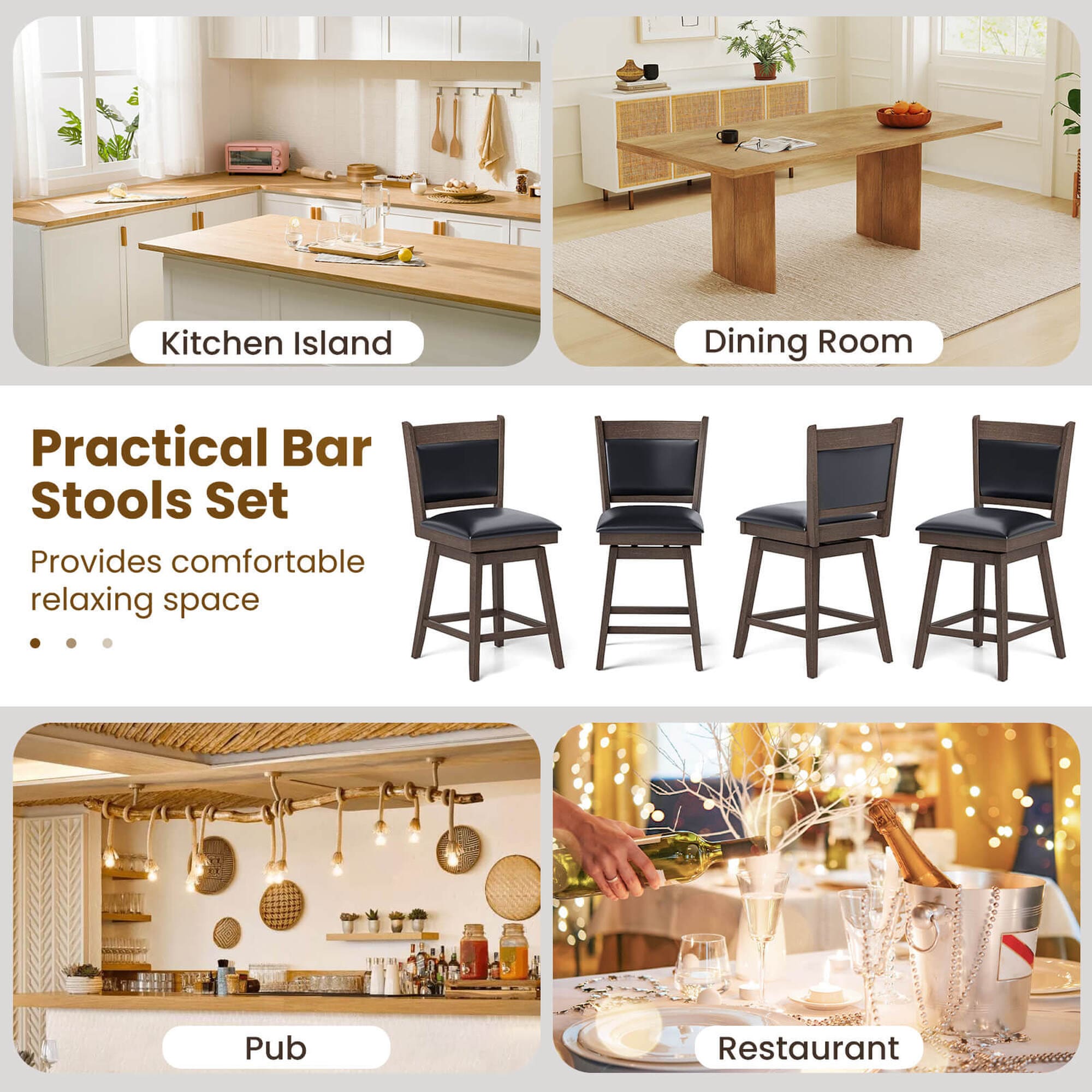 Costway HCST04622 stools - View #3