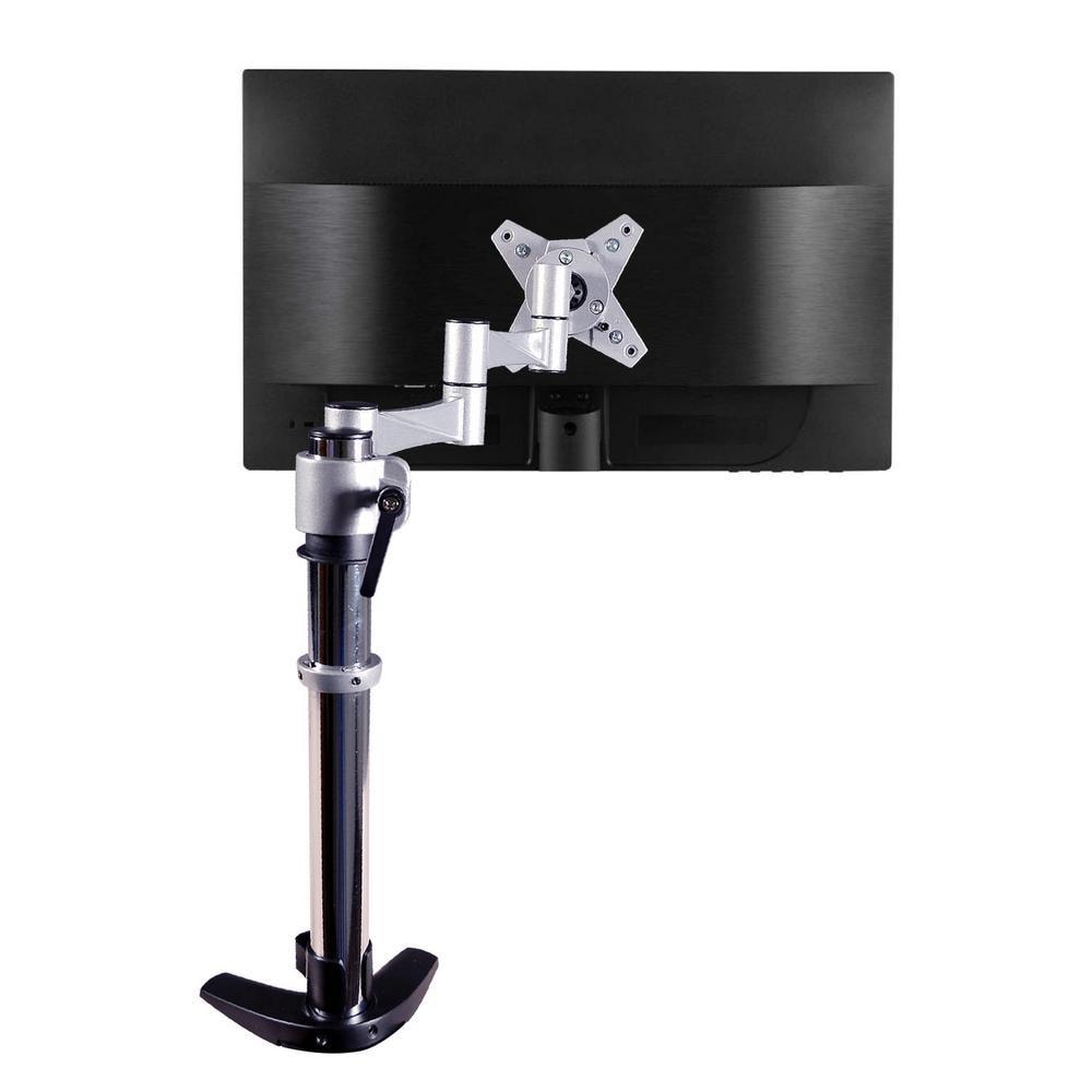 QualGear QG-DM-01-016 3-Way Articulating Single Monitor Desk Mount for 13 in- 27 in Flat Panel and Curved Monitors, Silver