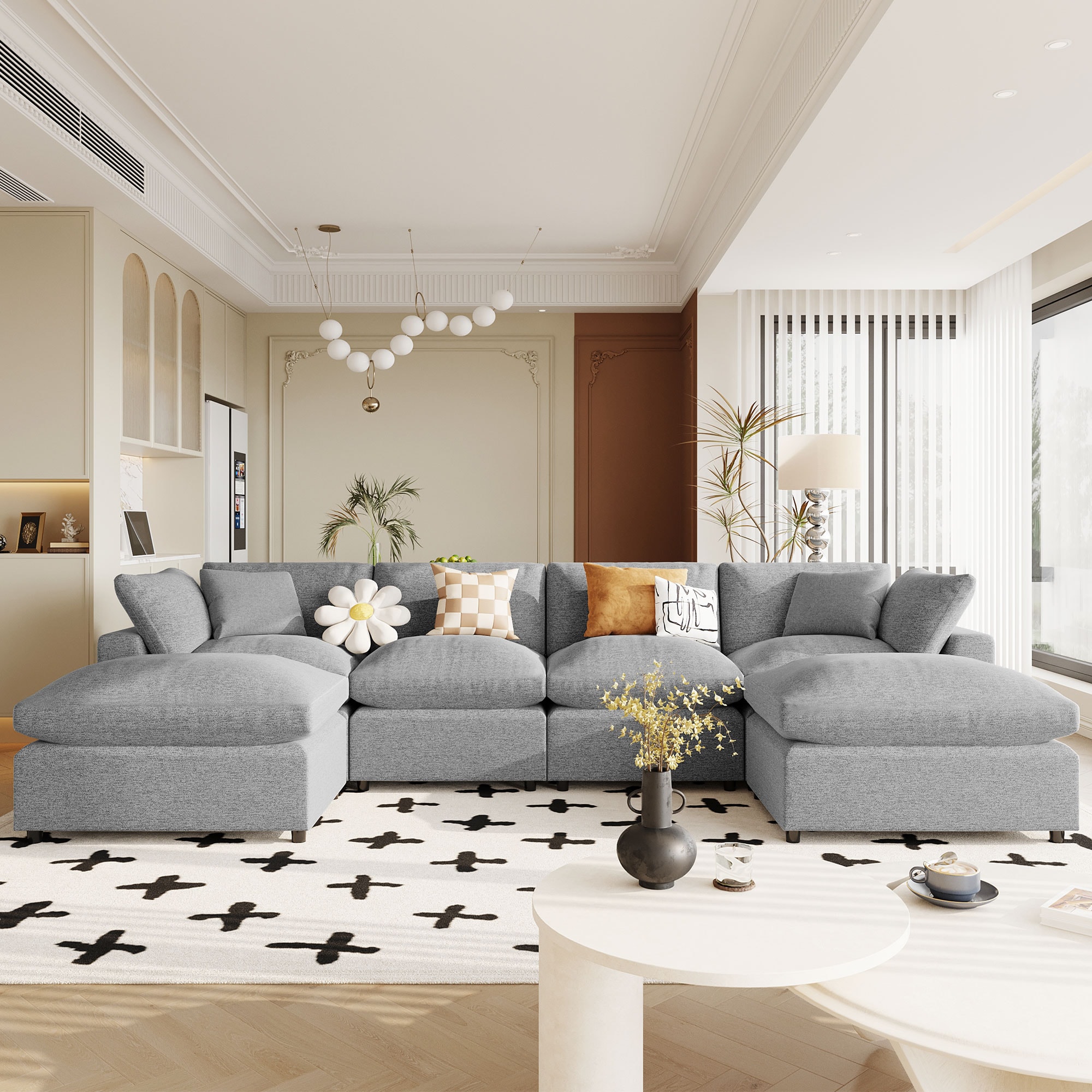 JIMSMAISON JMUSSO63GR 134.4-in Modern Grey Sectional