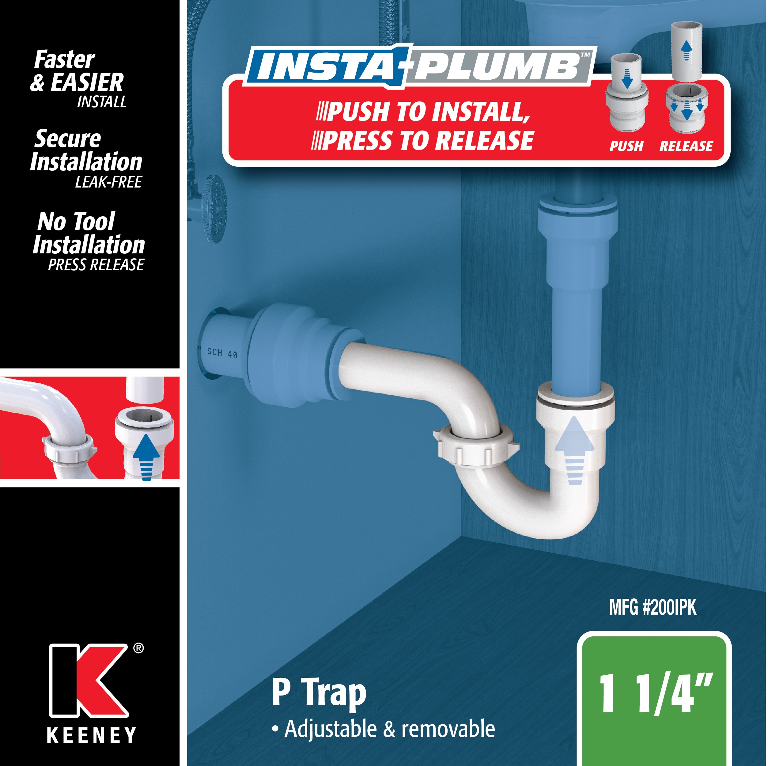 Keeney Insta-Plumb 1-1/4-in Plastic Push-to-connect P-trap in the Under ...