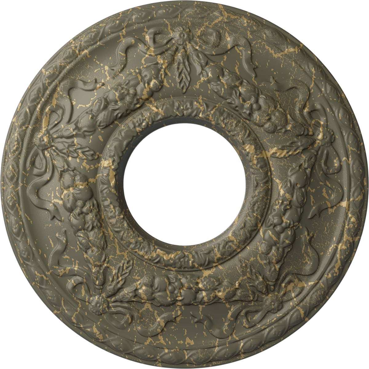 Ekena Millwork CM26HUWHC Hurley 22.125-in W x 22.125-in L Painted Witch Hazel Crackle Polyurethane Whole Ceiling Medallion