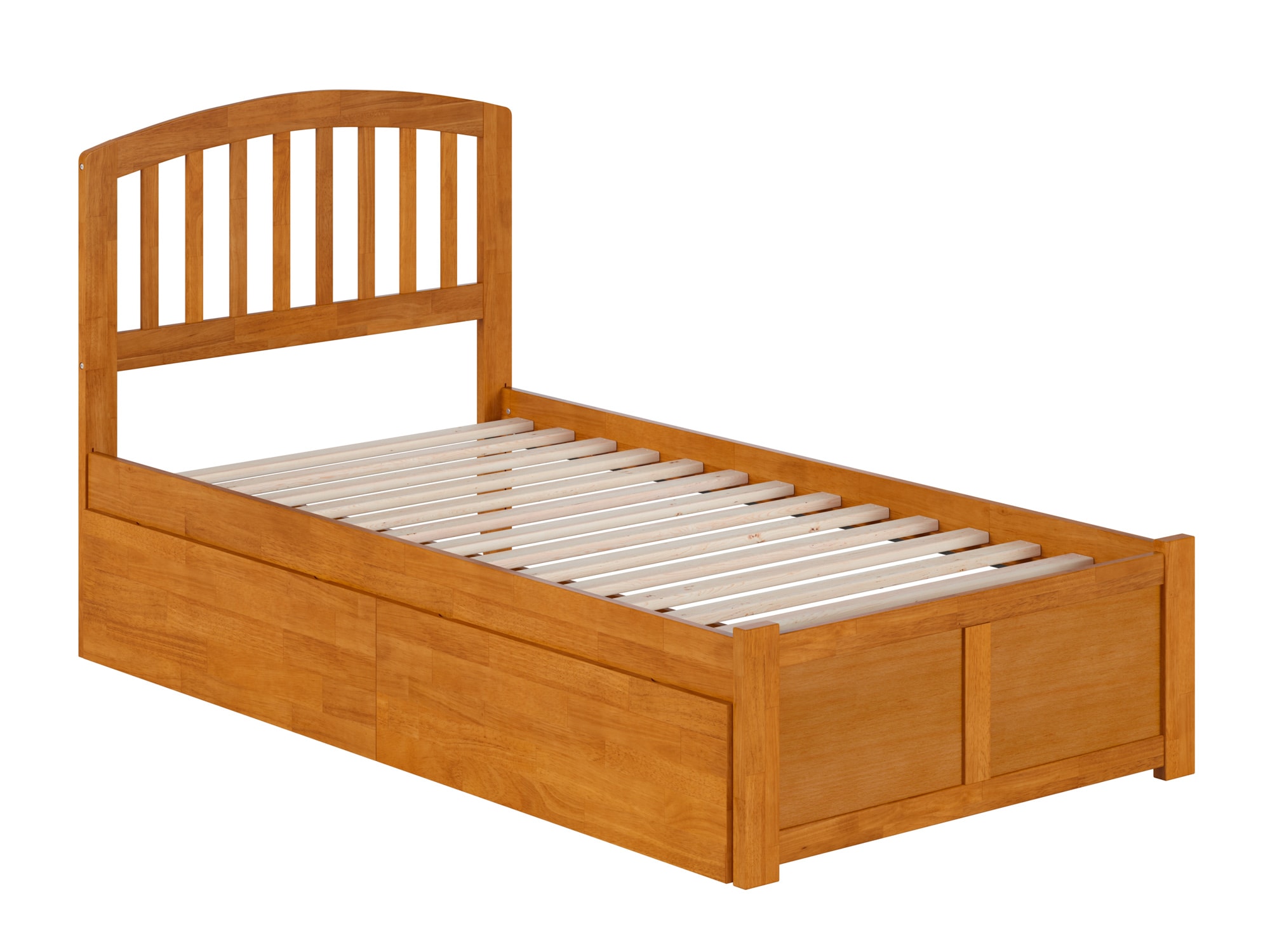 Light Toffee Twin Wood Platform Bed with Storage Drawers