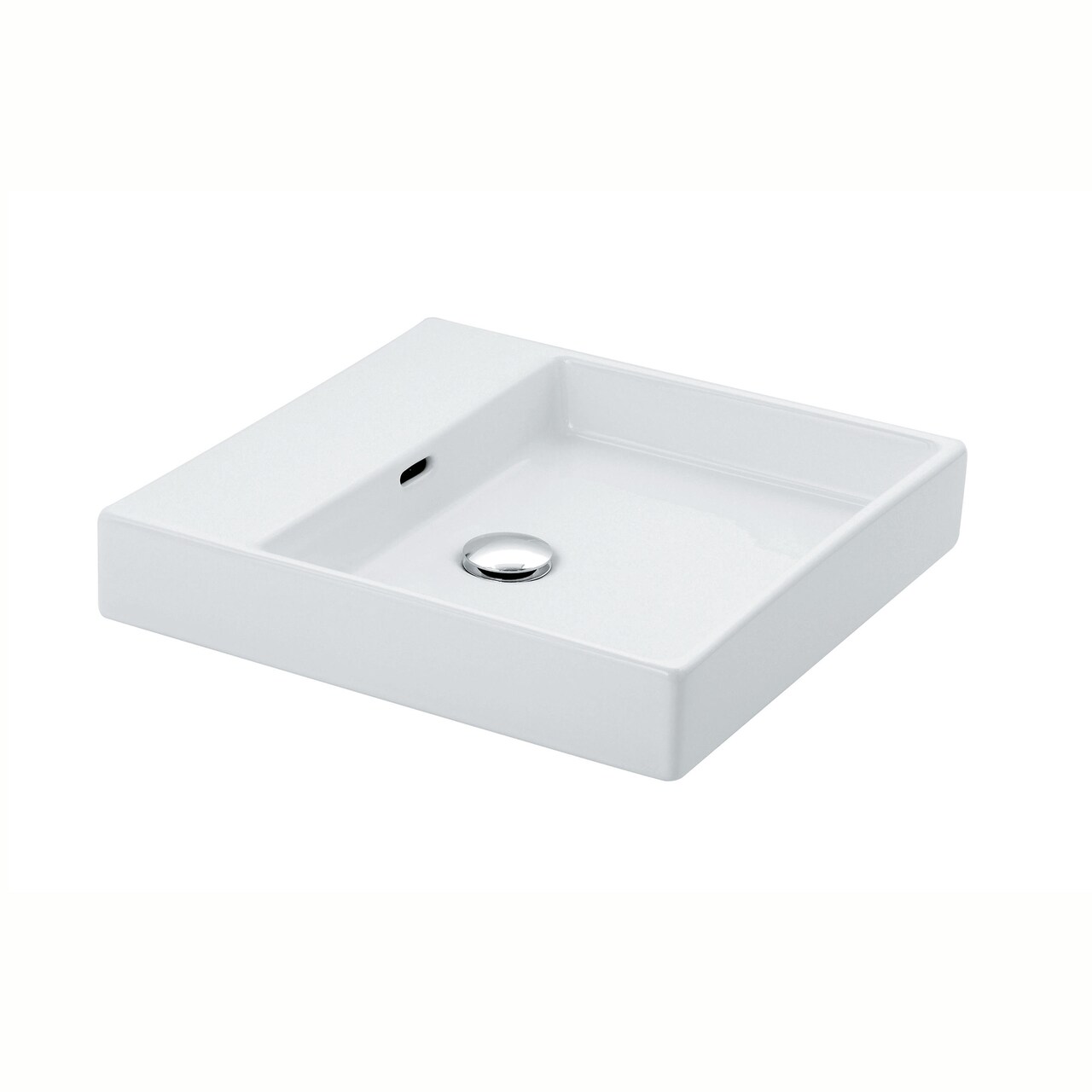WS Bath Collections PLAIN 45A.00 Plain Ceramic Vessel Square Modern Ceramic white Bathroom Sink ( 17.7-Inches x 17.7-Inches )