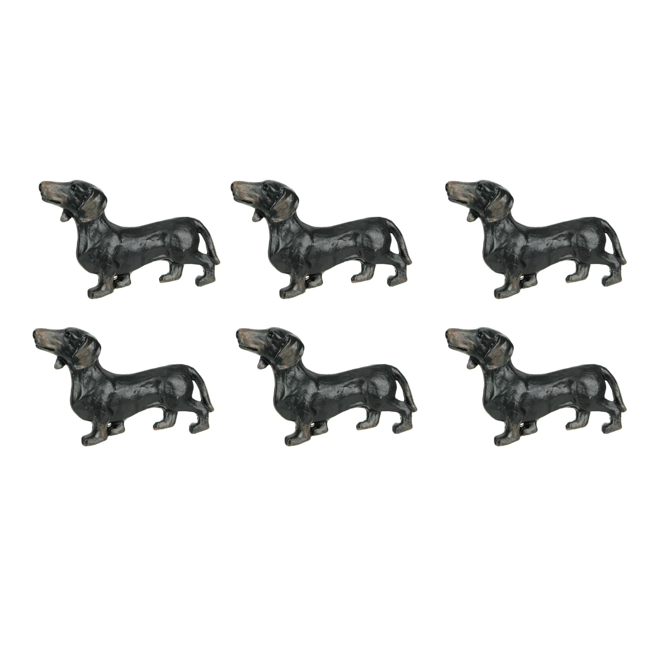 Upper Deck UD-UA1454-SET Set of 6 Dachshund Drawer Pulls Decorative Knobs - Cast Iron