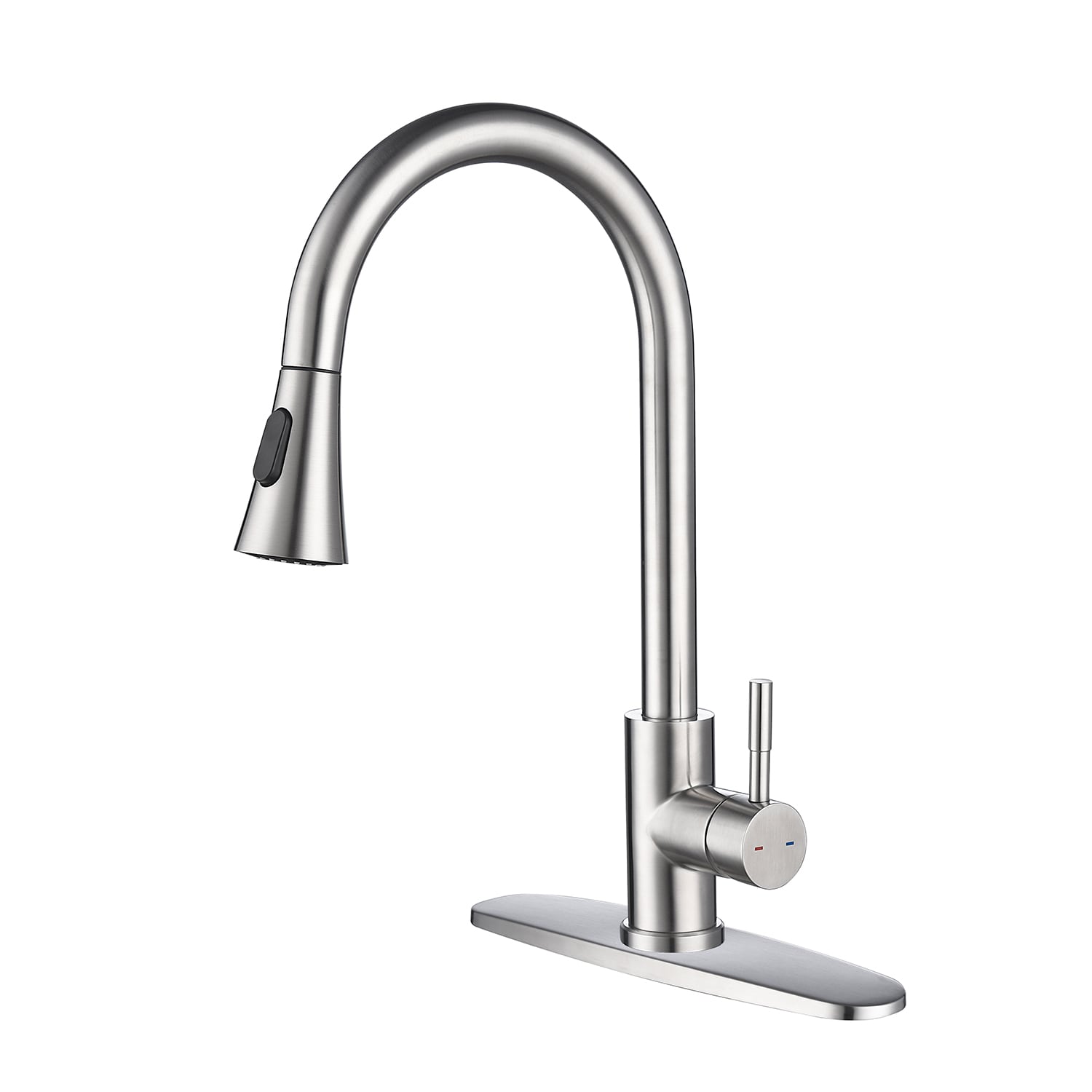 Damerin KT-ZF-05 Brushed Nickel Single Handle Deck-mount Pull-out Kitchen Faucet with Sprayer ( Side Sprayer Included )